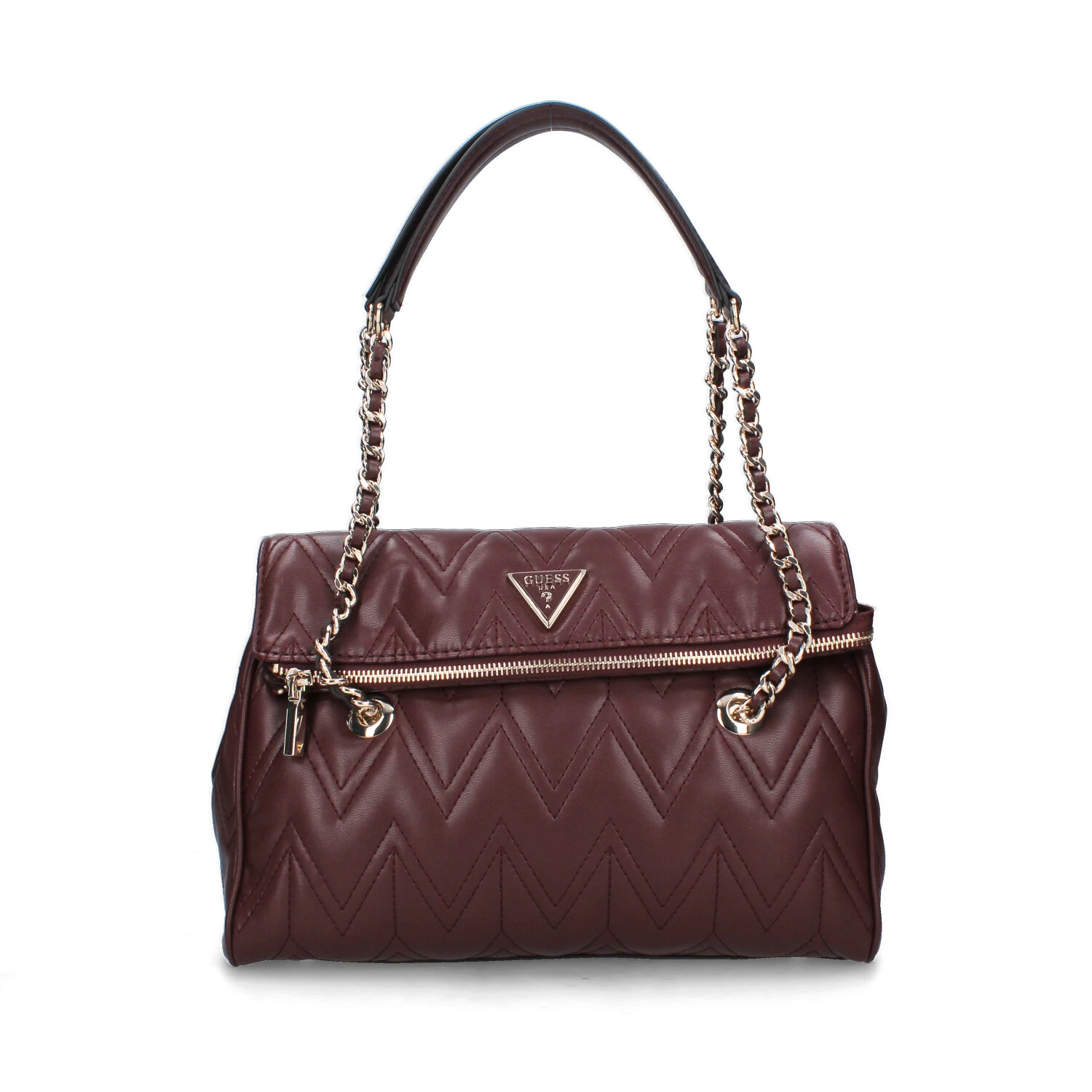 BORSA A SPALLA TRAPUNTATA SATCHEL DONNA BORDEAUX