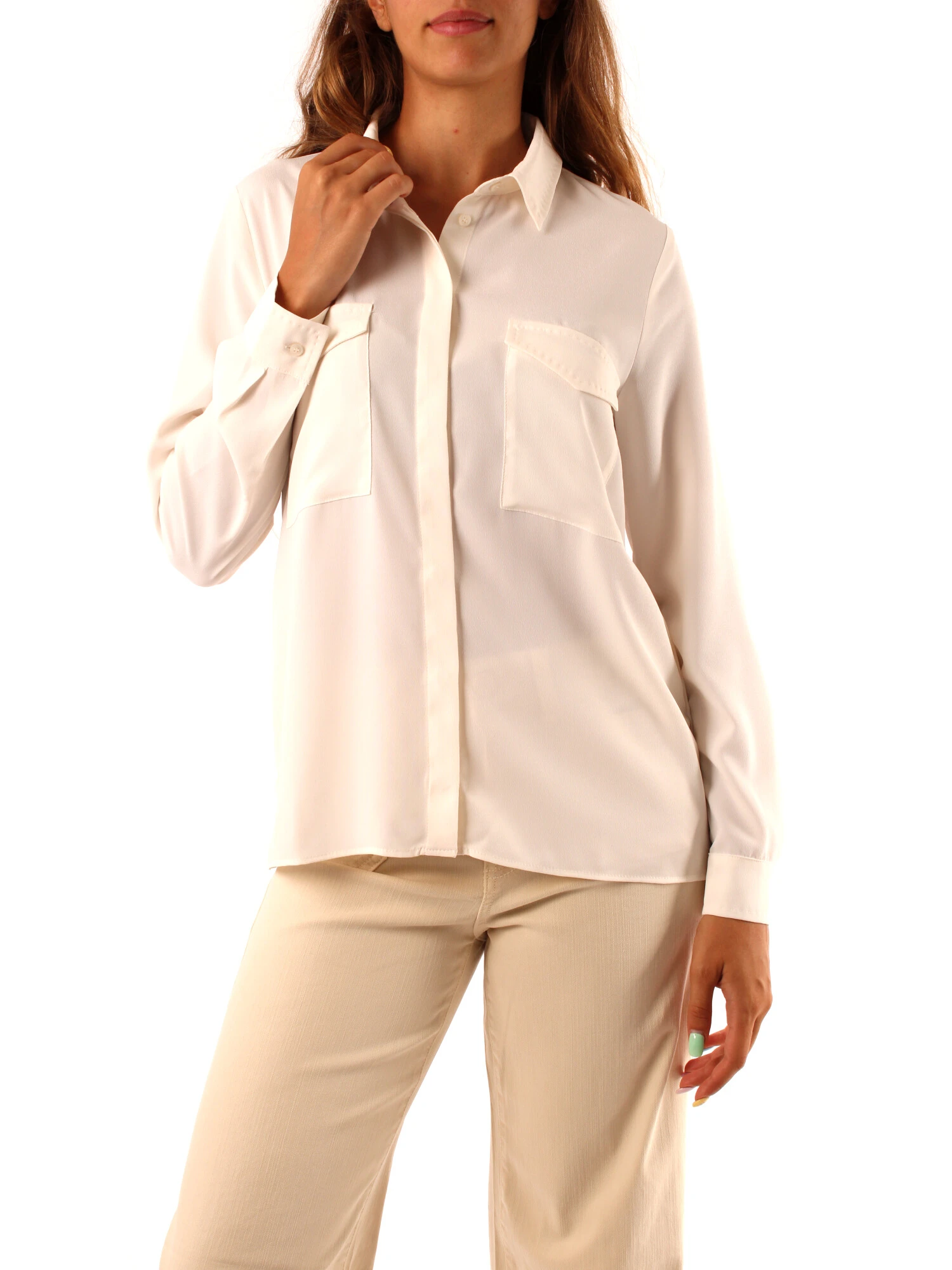 CAMICIA CON TASCHE SUL PETTO DONNA BIANCO