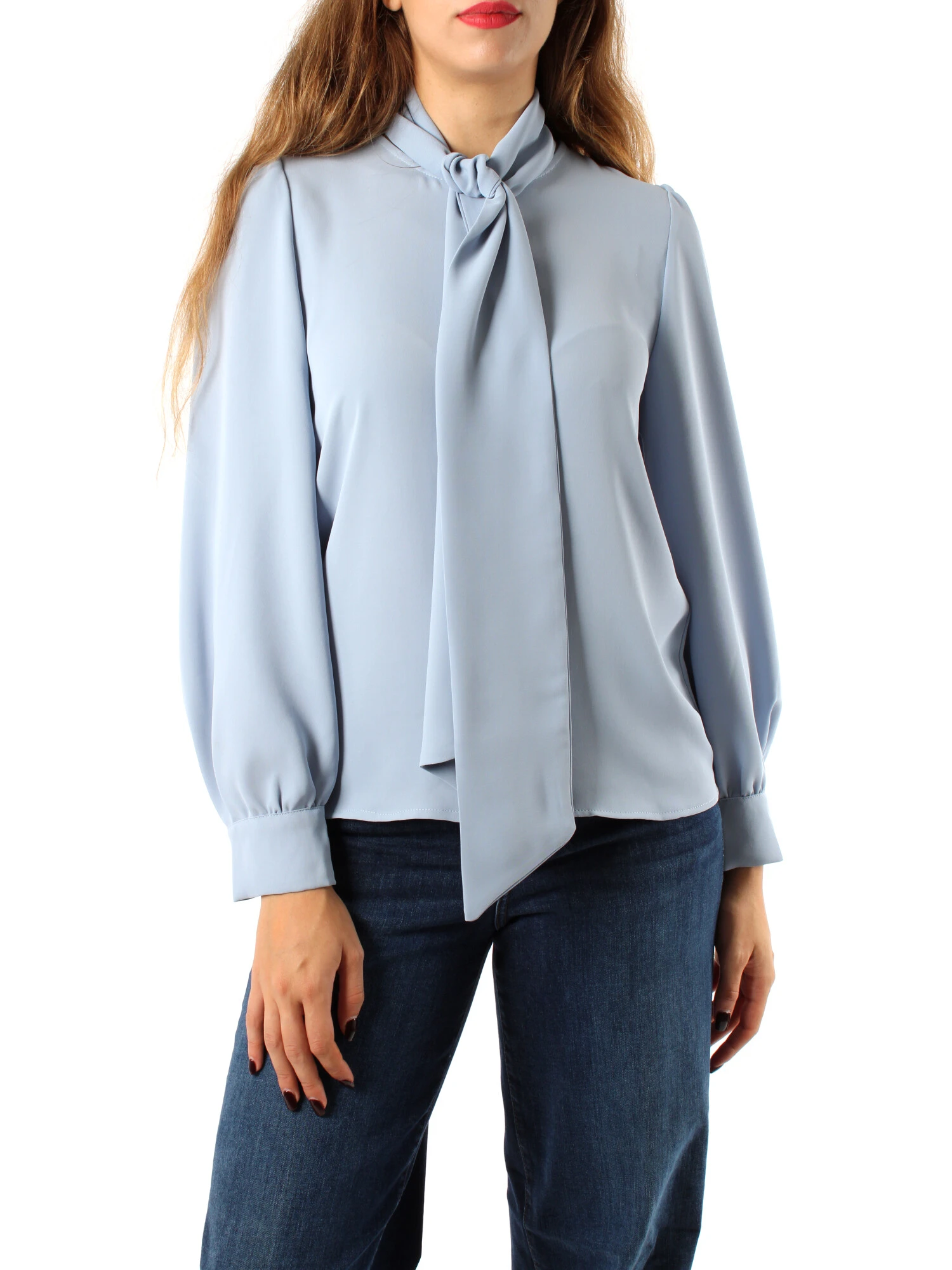 CAMICIA IN DOPPIA GEORGETTE DONNA CELESTE