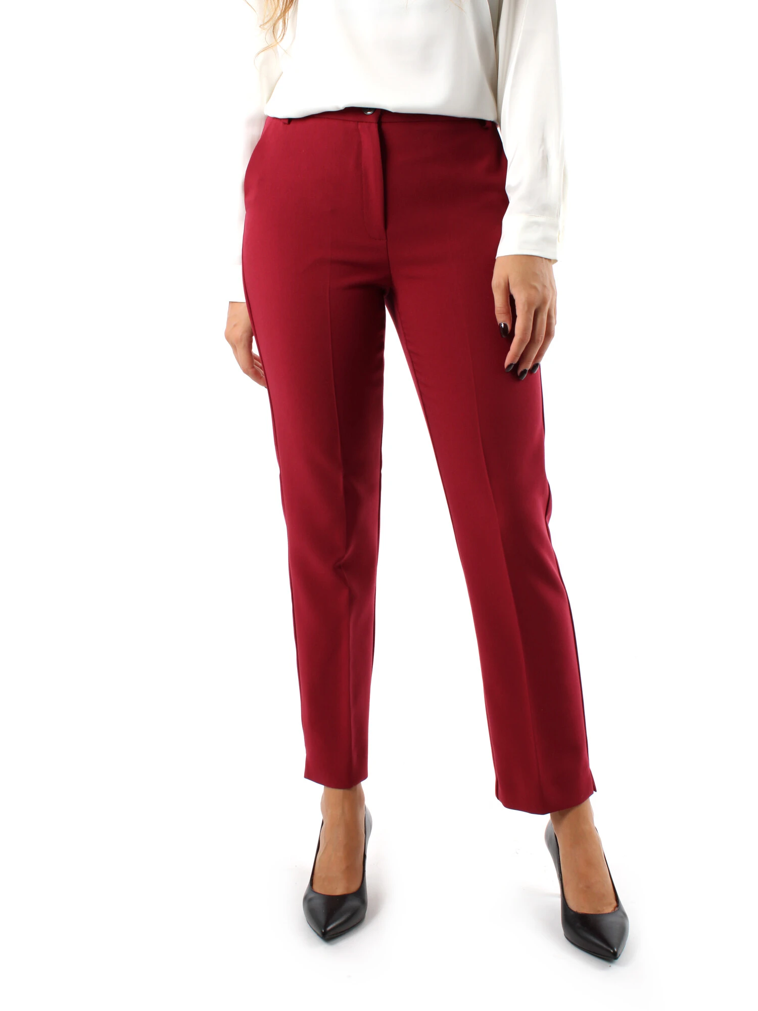 Emme Marella PANTALONI A SIGARETTA ELASTICI MISTO VISCOSA DONNA ROSSO Step By Step Shop