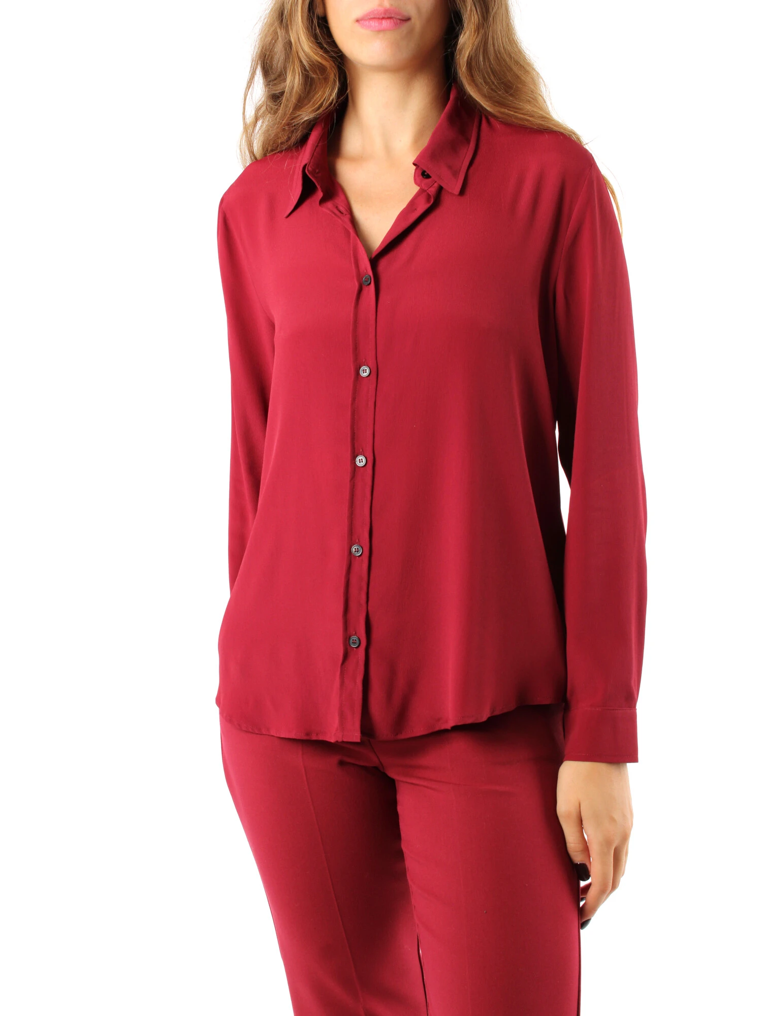 CAMICIA IN CREPE DE CHINE MISTO SETA DONNA ROSSO