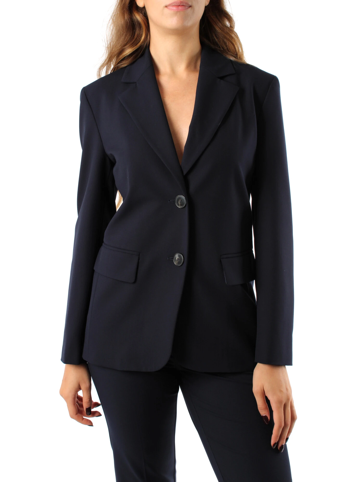 GIACCA BLAZER MONOPETTO IN TELA BIELASTICA MISTO VISCOSA DONNA BLU