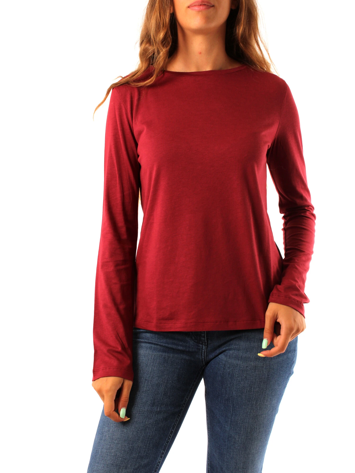 T-SHIRT MANICA LUNGA MISTO COTONE DONNA ROSSO