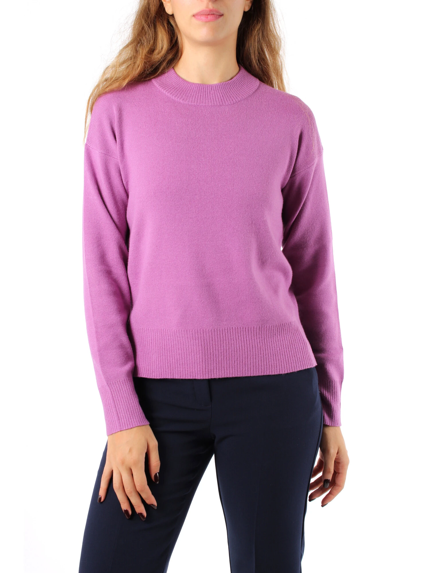 MAGLIA GIROCOLLO IN MISTO VISCOSA DONNA FUCSIA