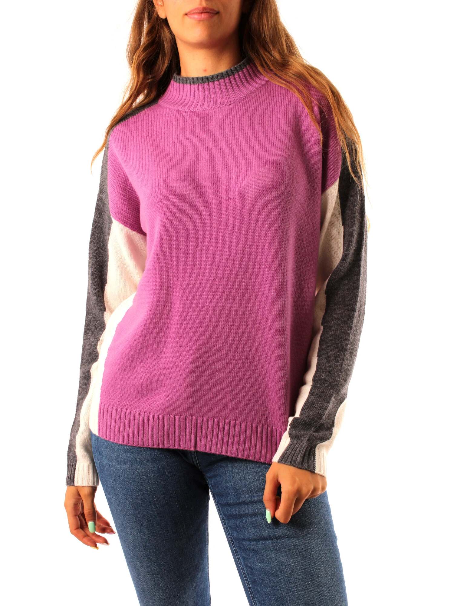 MAGLIA DOLCEVITA IN LANA VERGINE DONNA FUCSIA