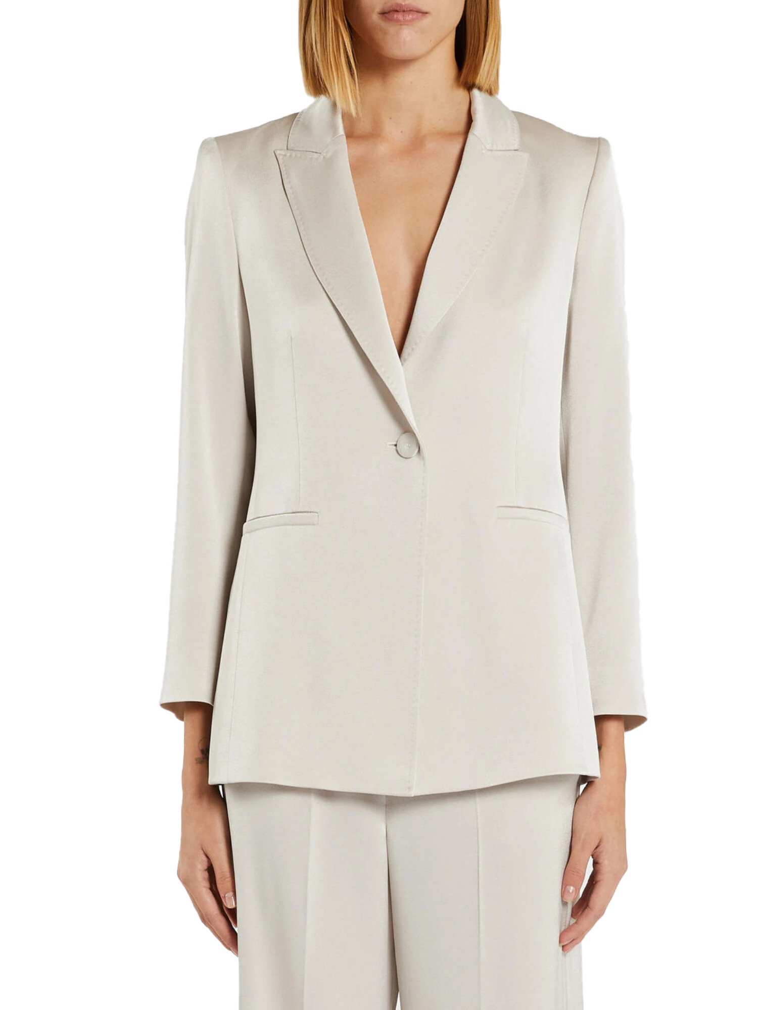 GIACCA BLAZER MONOPETTO IN SATIN DONNA BEIGE