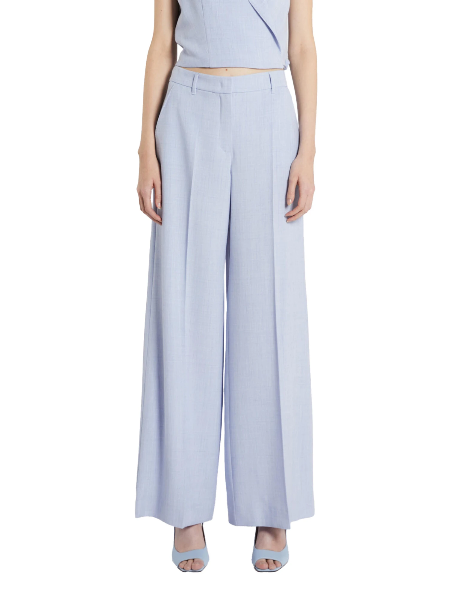 PANTALONI PALAZZO IN STUOIA DONNA CELESTE