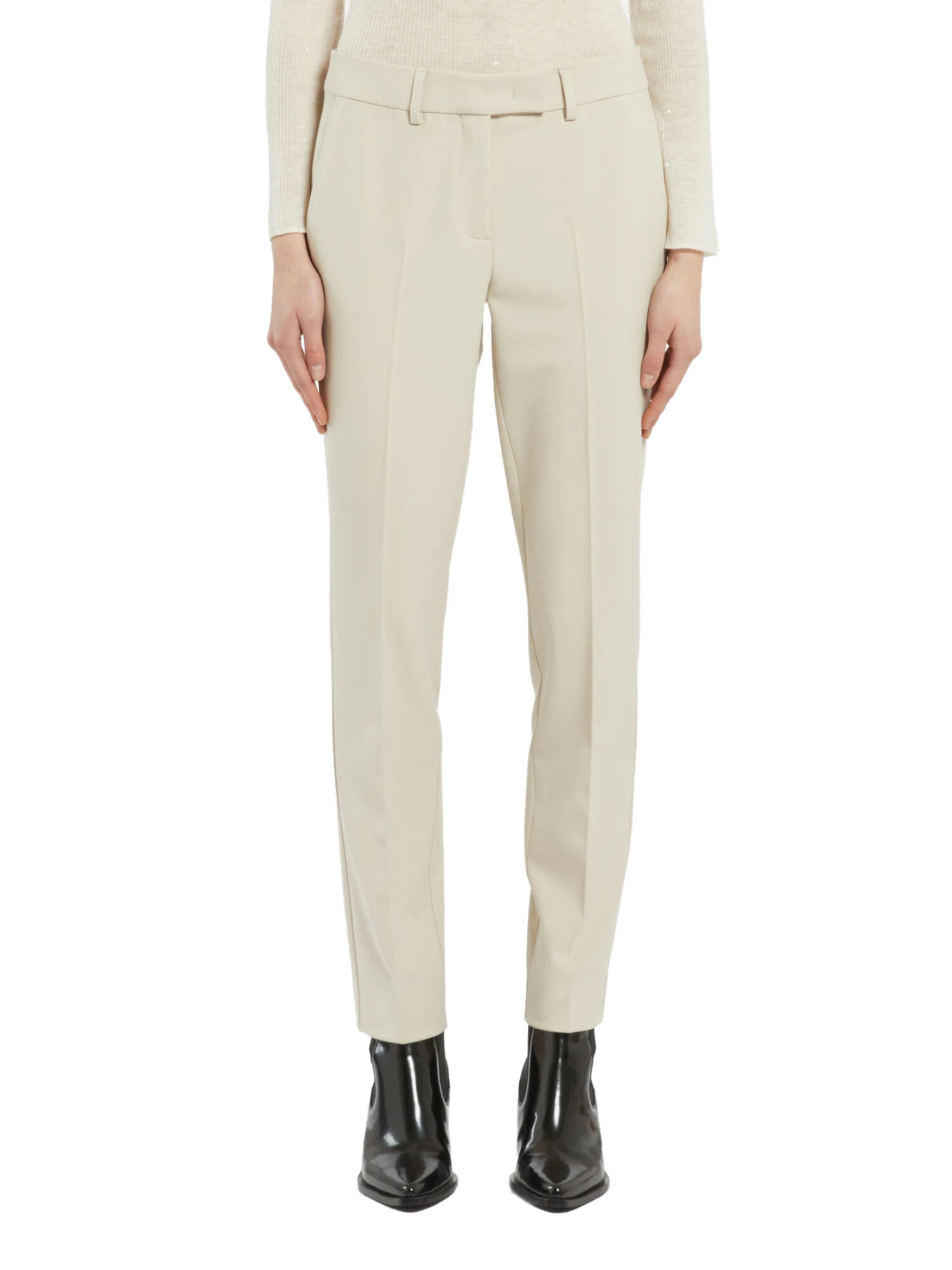 PANTALONI CHINO IN GABARDINA BIELASTICA DONNA BIANCO