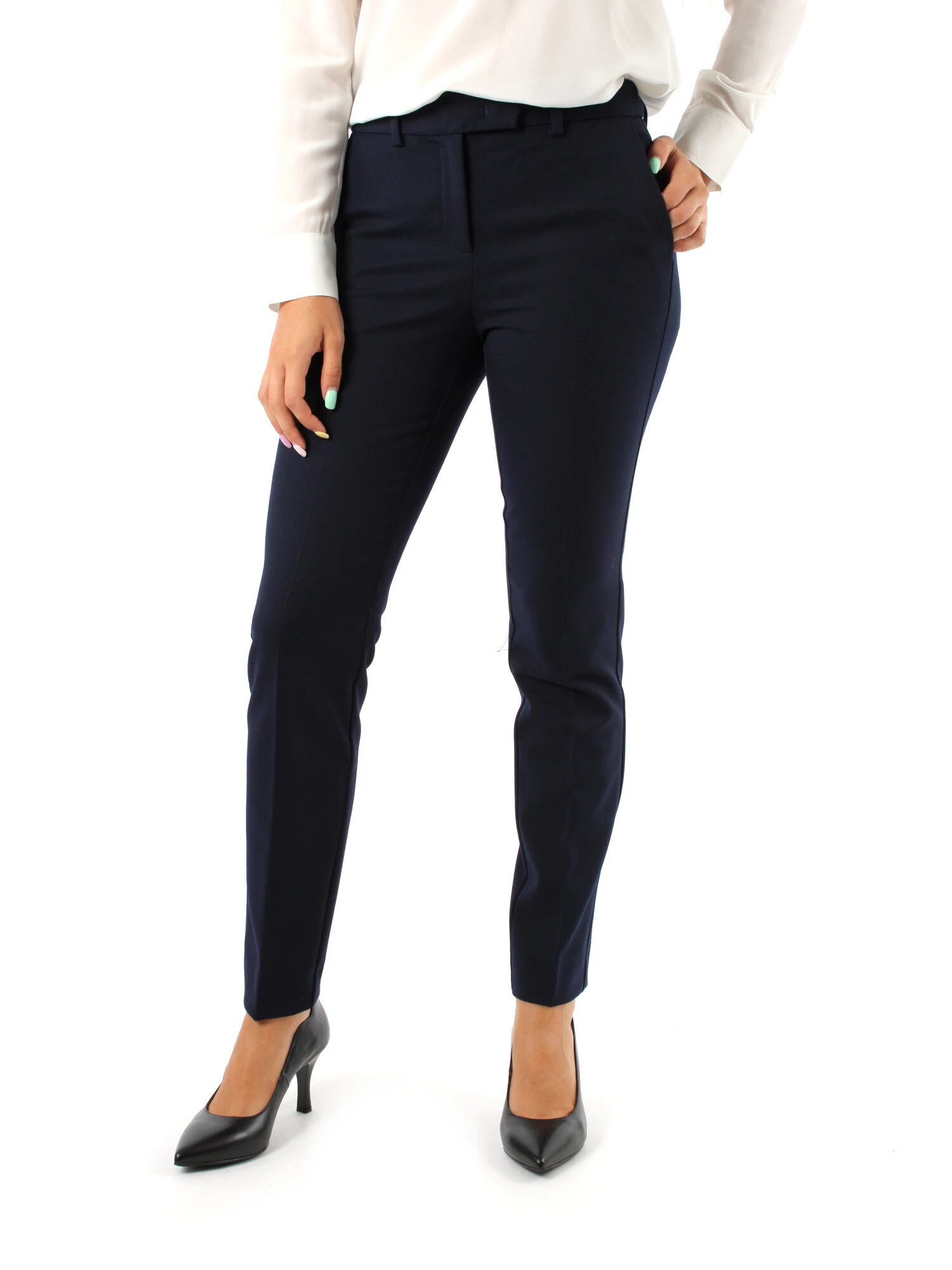 PANTALONI CHINO IN GABARDINA BIELASTICA DONNA BLU