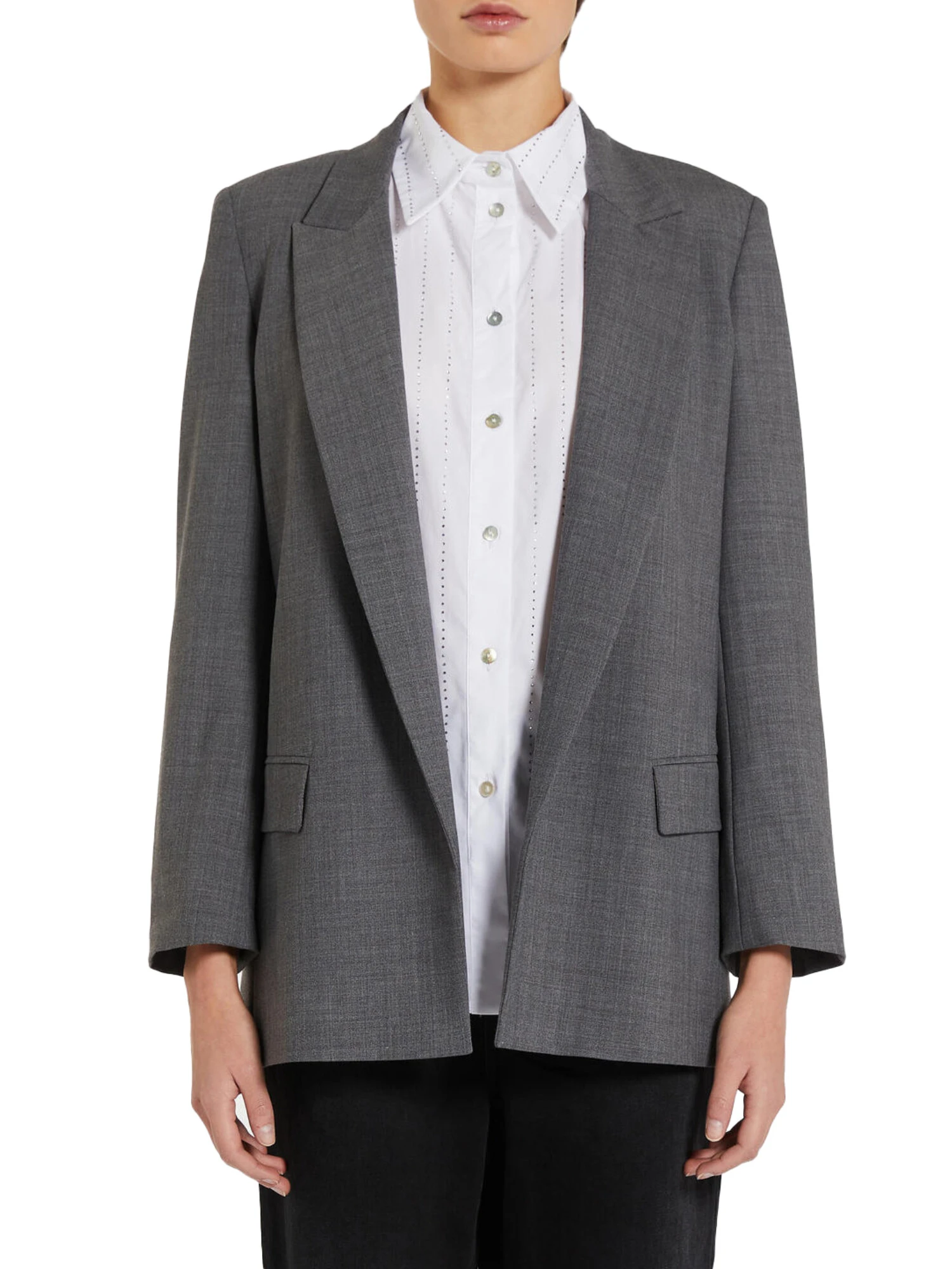 GIACCA BLAZER IN COTONE E LANA DONNA GRIGIO