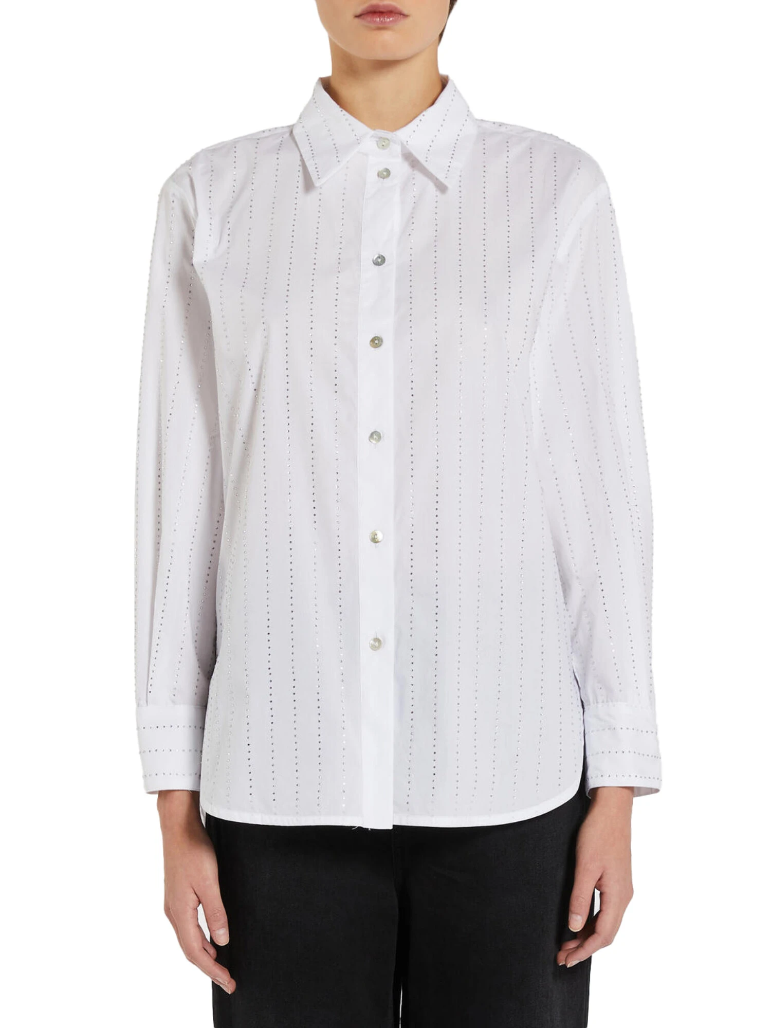 CAMICIA IN POPELINE DI PURO COTONE DONNA BIANCO