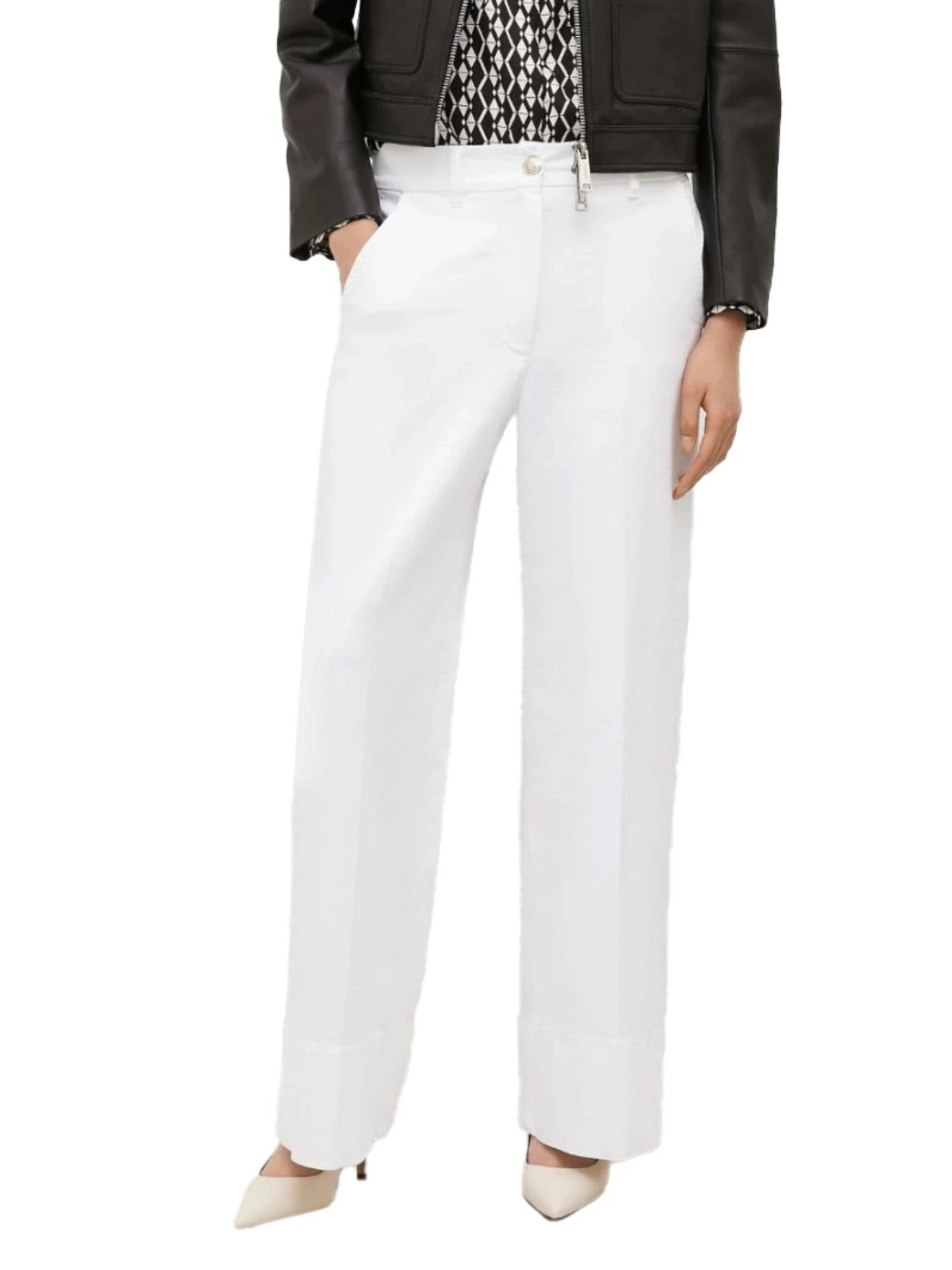 JEANS PALAZZO IN COTONE DONNA BIANCO