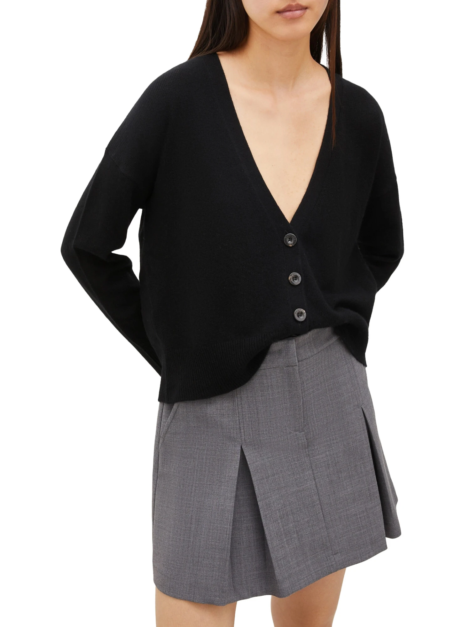 CARDIGAN IN FILATO DI LANA E CASHMERE DONNA NERO