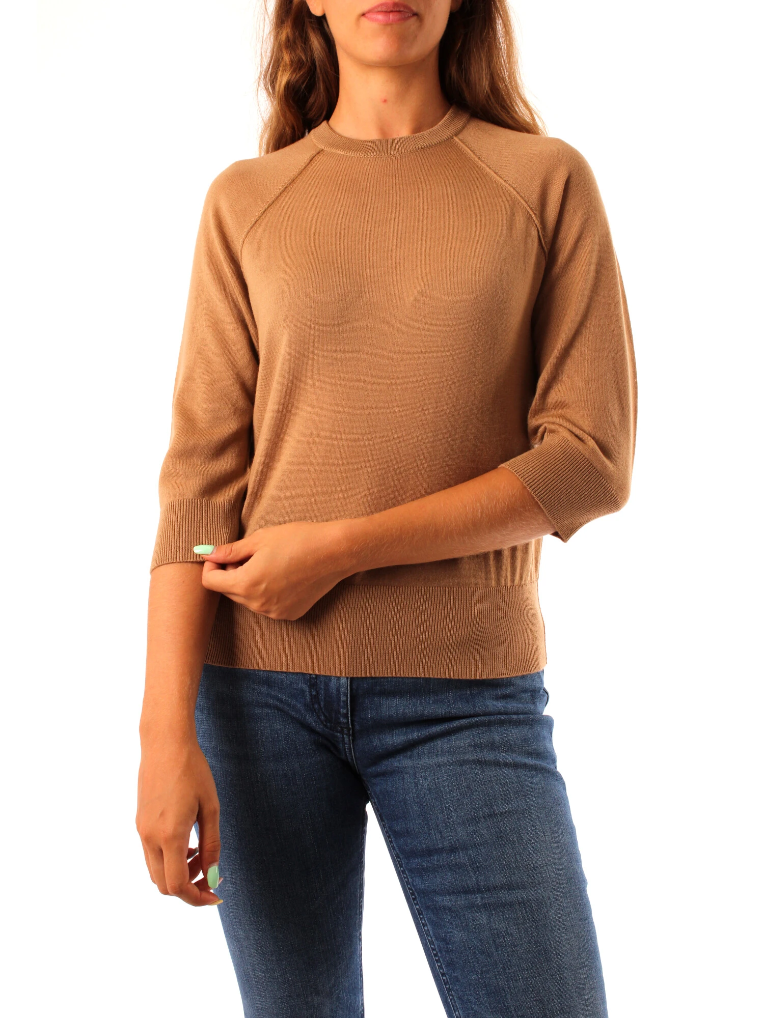 MAGLIA GIROCOLLO IN FILATO DI PURA LANA FINE DONNA BEIGE