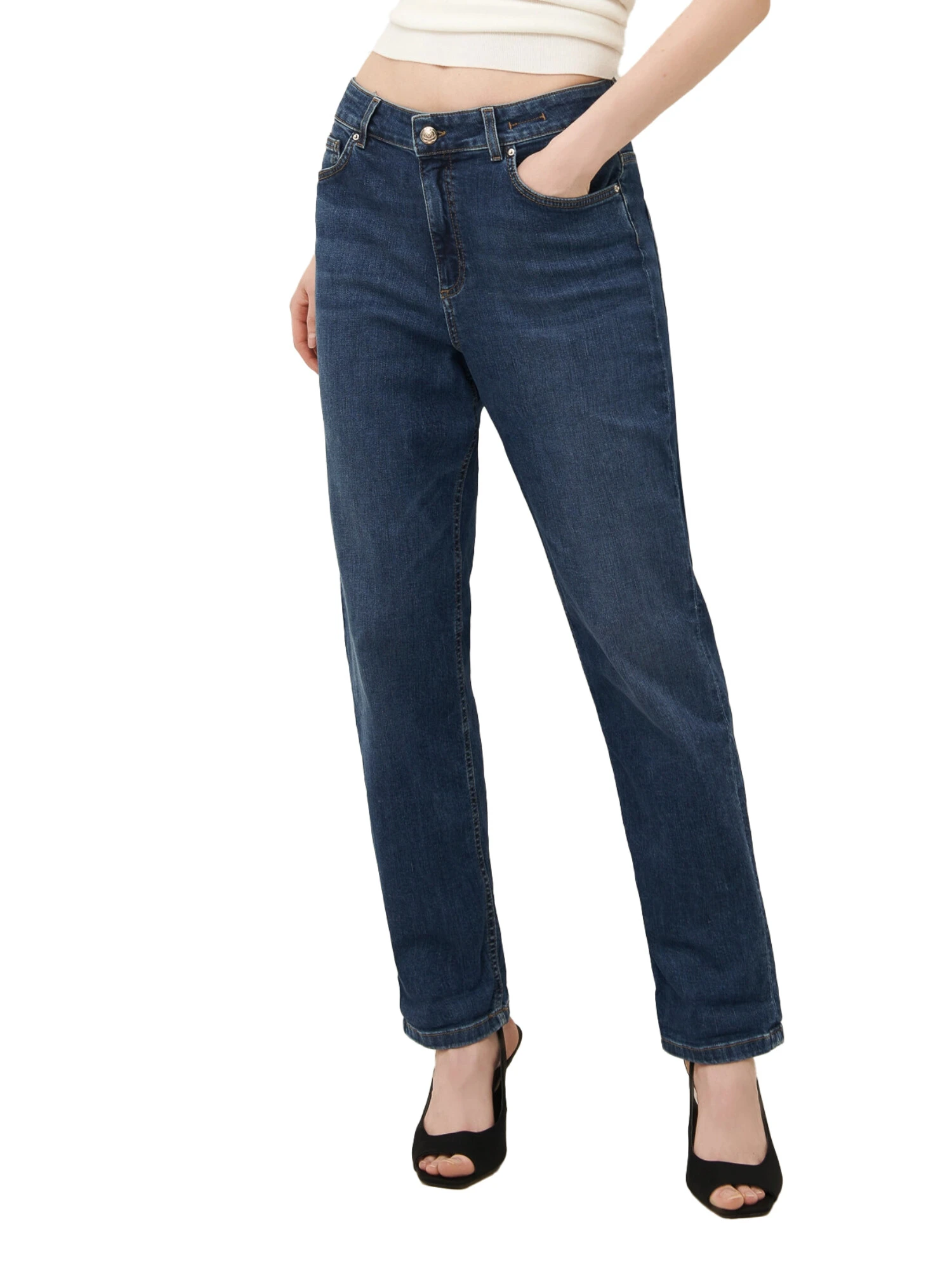 JEANS BOYFRIEND IN DENIM DI COTONE DONNA BLU