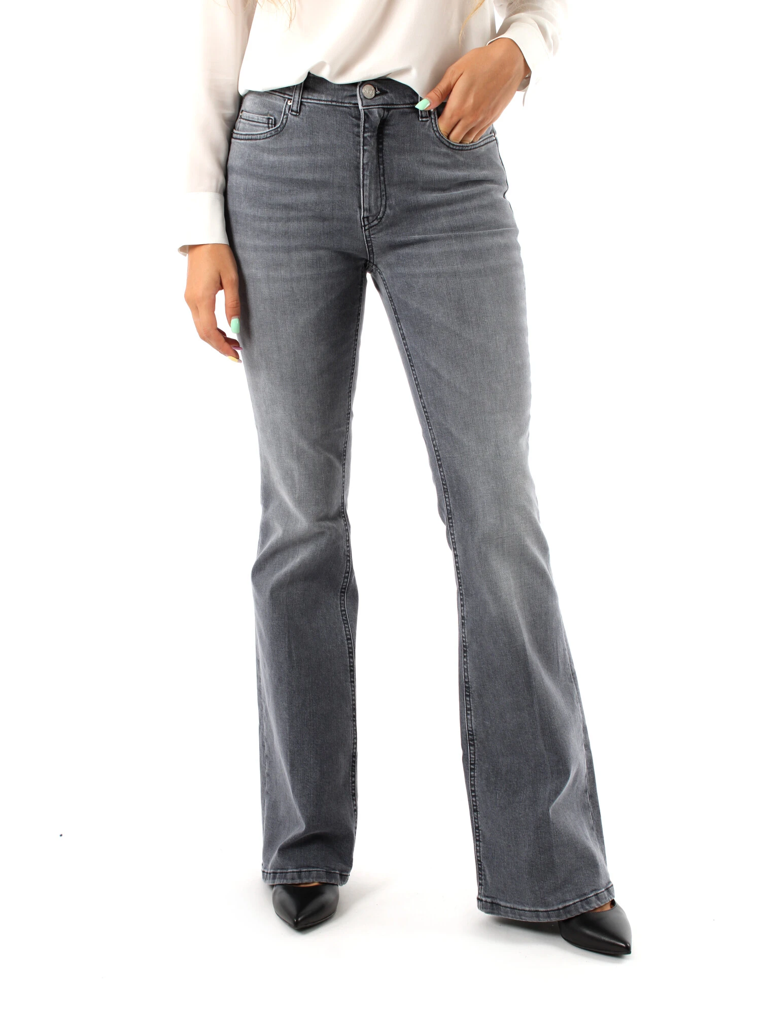 JEANS A ZAMPA DENIM DI COTONE DONNA BLU