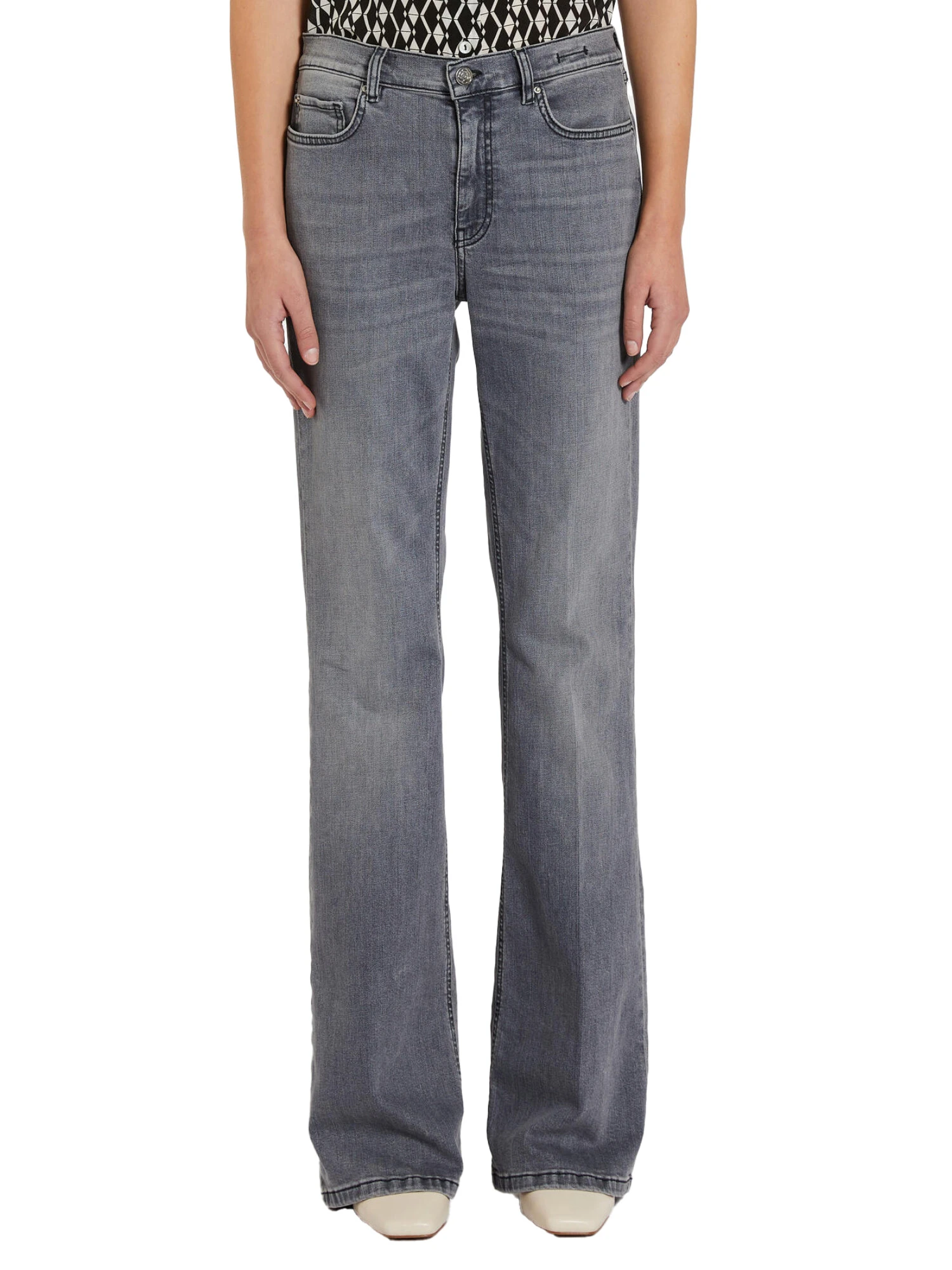 JEANS A ZAMPA IN DENIM DI COTONE DONNA GRIGIO