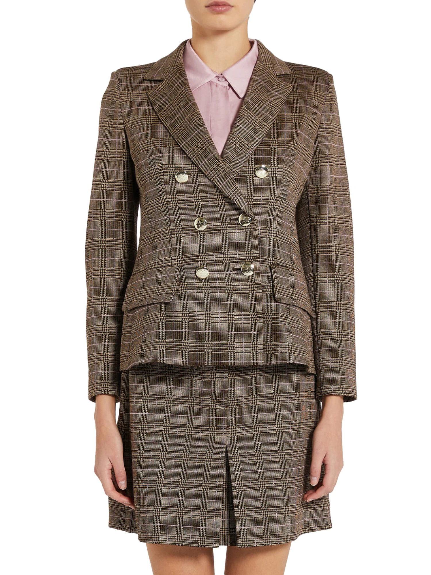 GIACCA BLAZER IN JACQUARD MISTO VISCOSA DONNA MARRONE