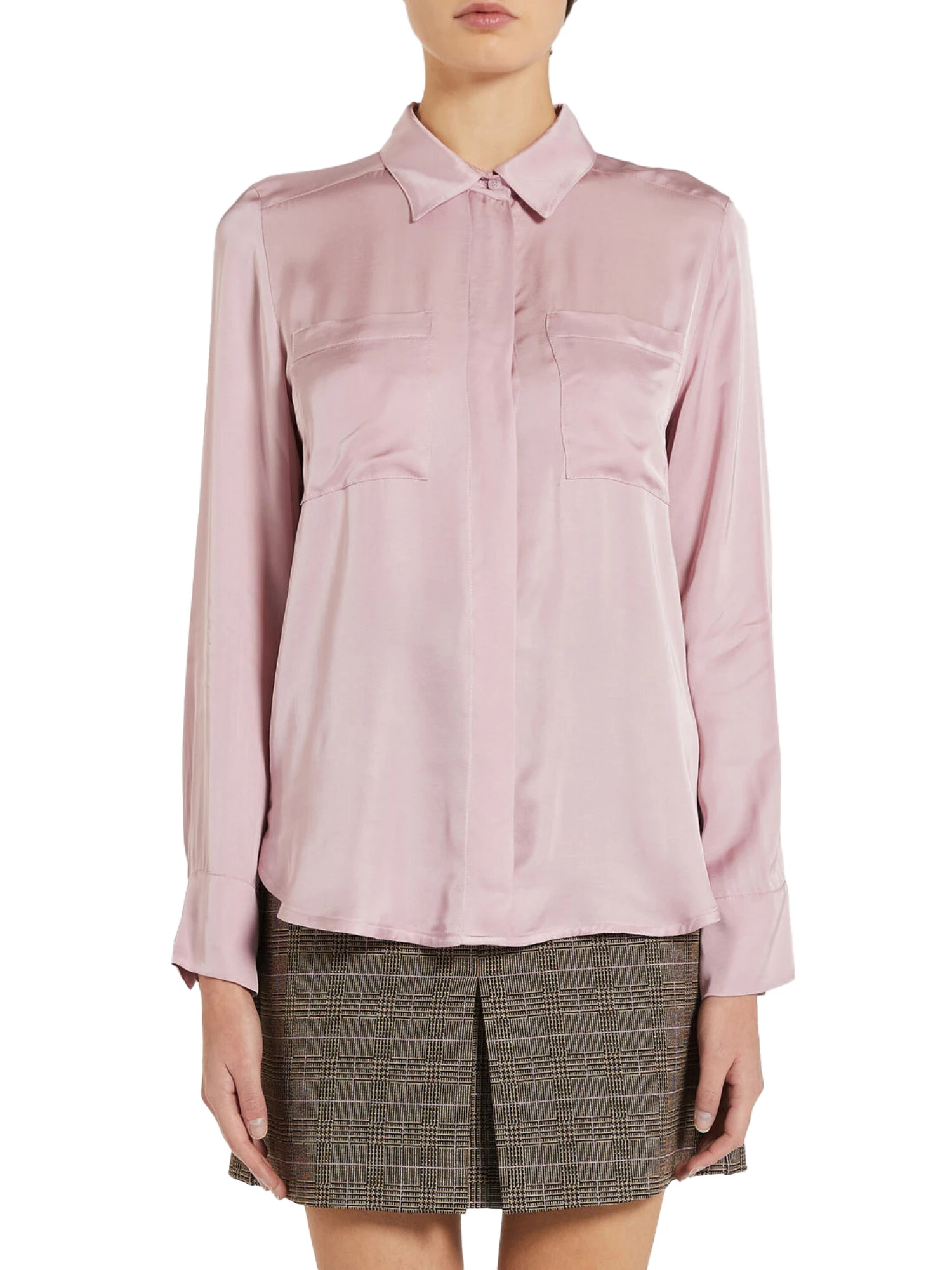 CAMICIA IN RASO FLUIDO DI VISCOSA DONNA ROSA