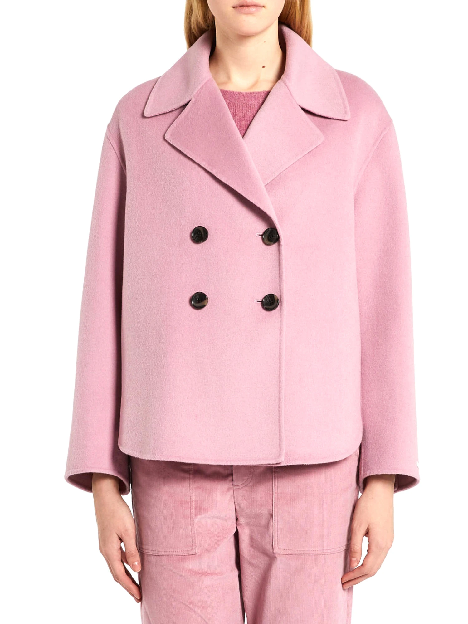 CAPPOTTO CORTO IN LANA CON BOTTONI DONNA ROSA