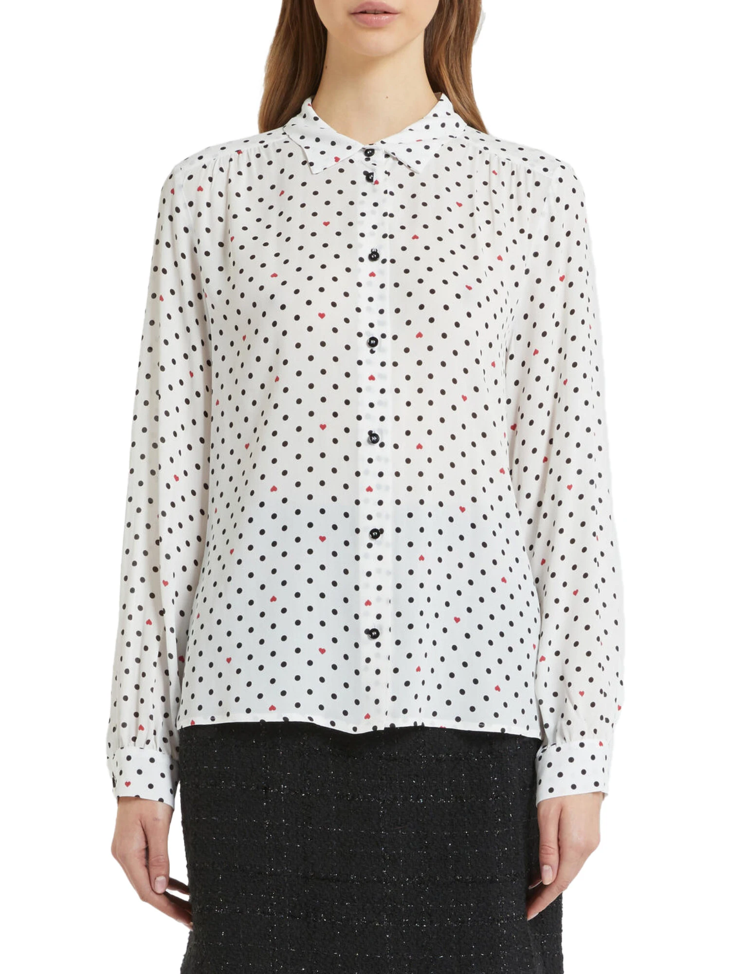 CAMICIA IN CREPE DI VISCOSA STAMPATO A POIS DONNA BIANCO