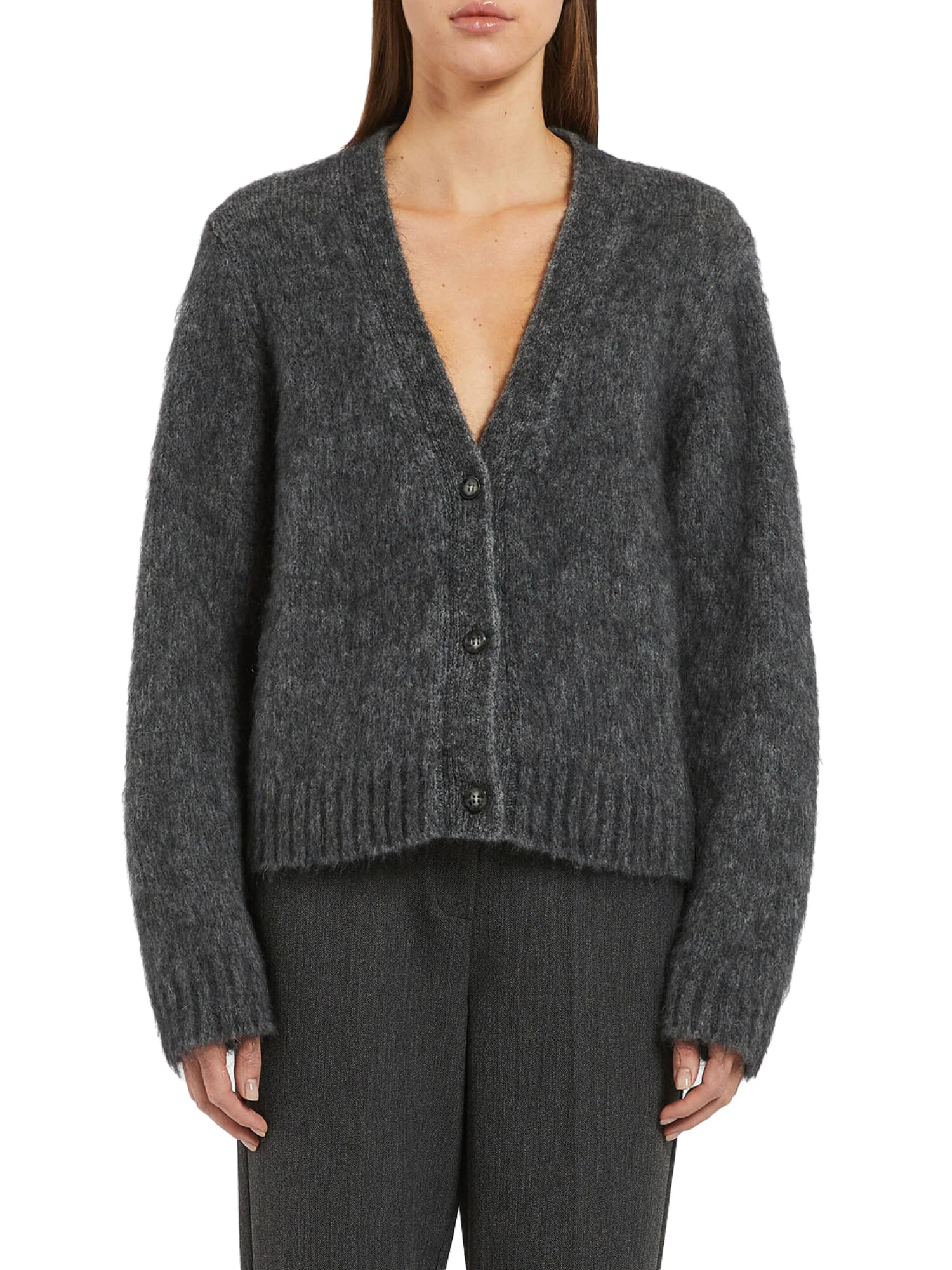 CARDIGAN IN MOHAIR ELASTICO DONNA GRIGIO