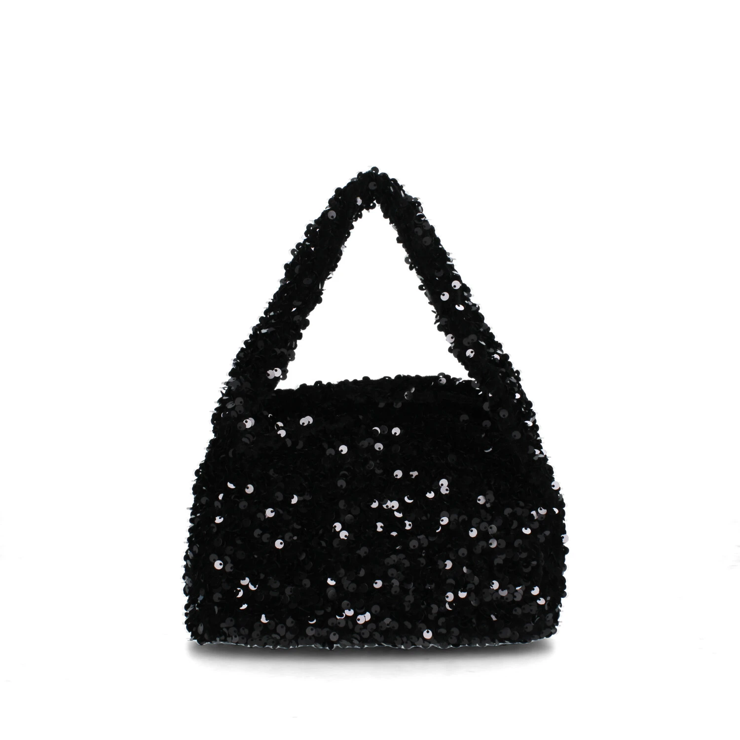 BORSA A MANO LIPARI CON PAILLETTES DONNA NERO