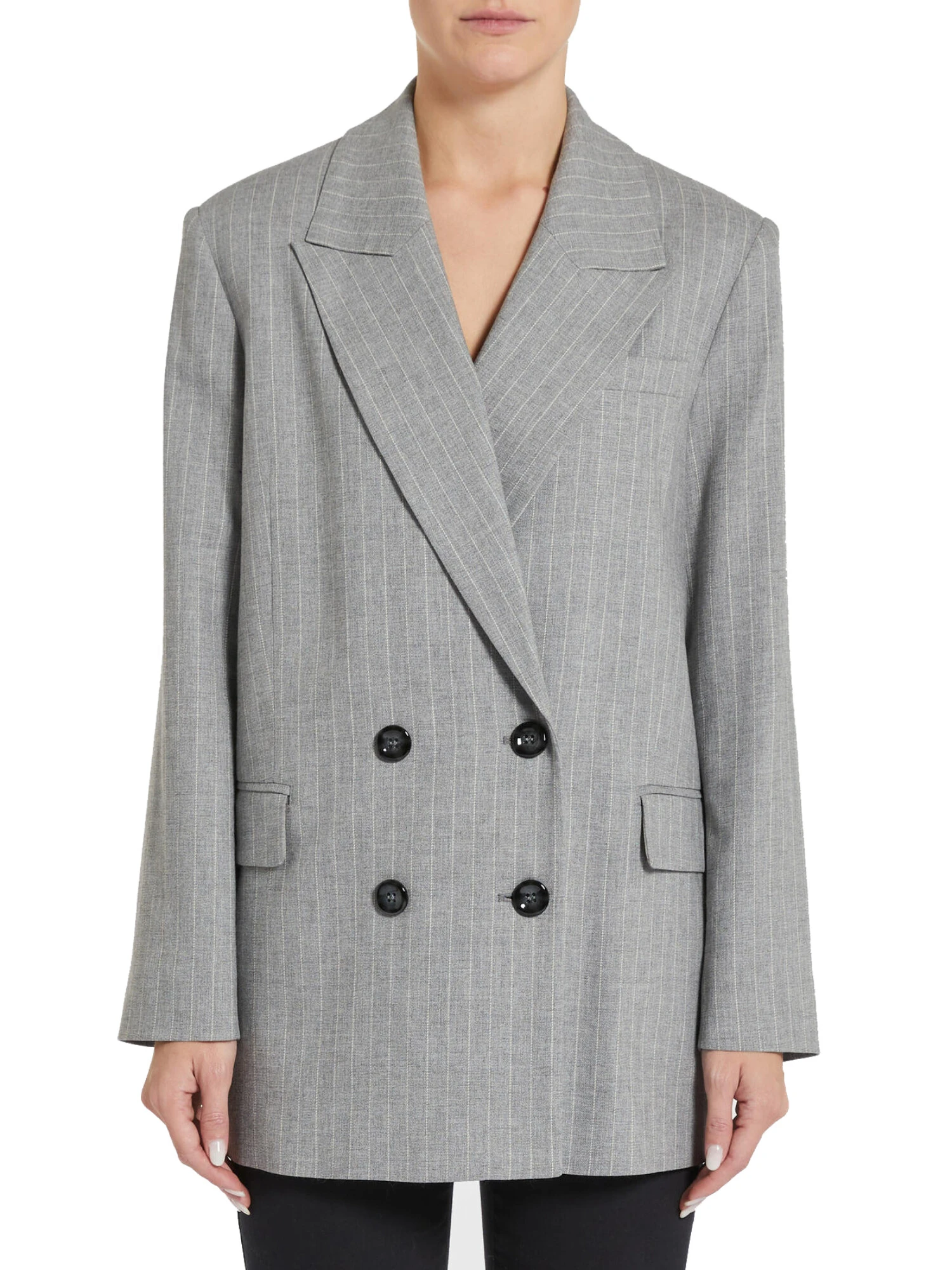 GIACCA BLAZER IN TWILL MONOELASTICO GESSATO DONNA GRIGIO