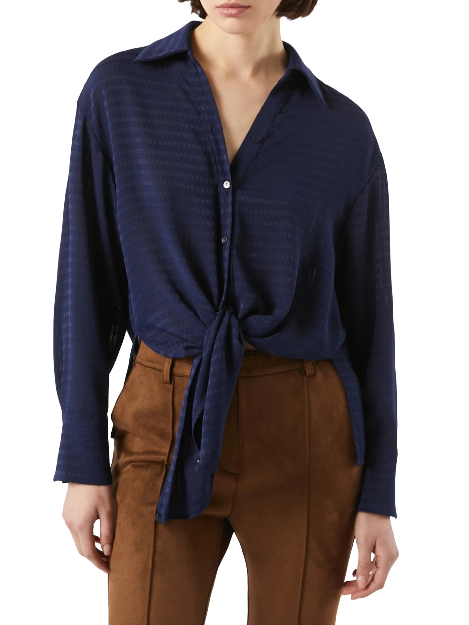 CAMICIA ARMATURATA FLUIDA DONNA BLU