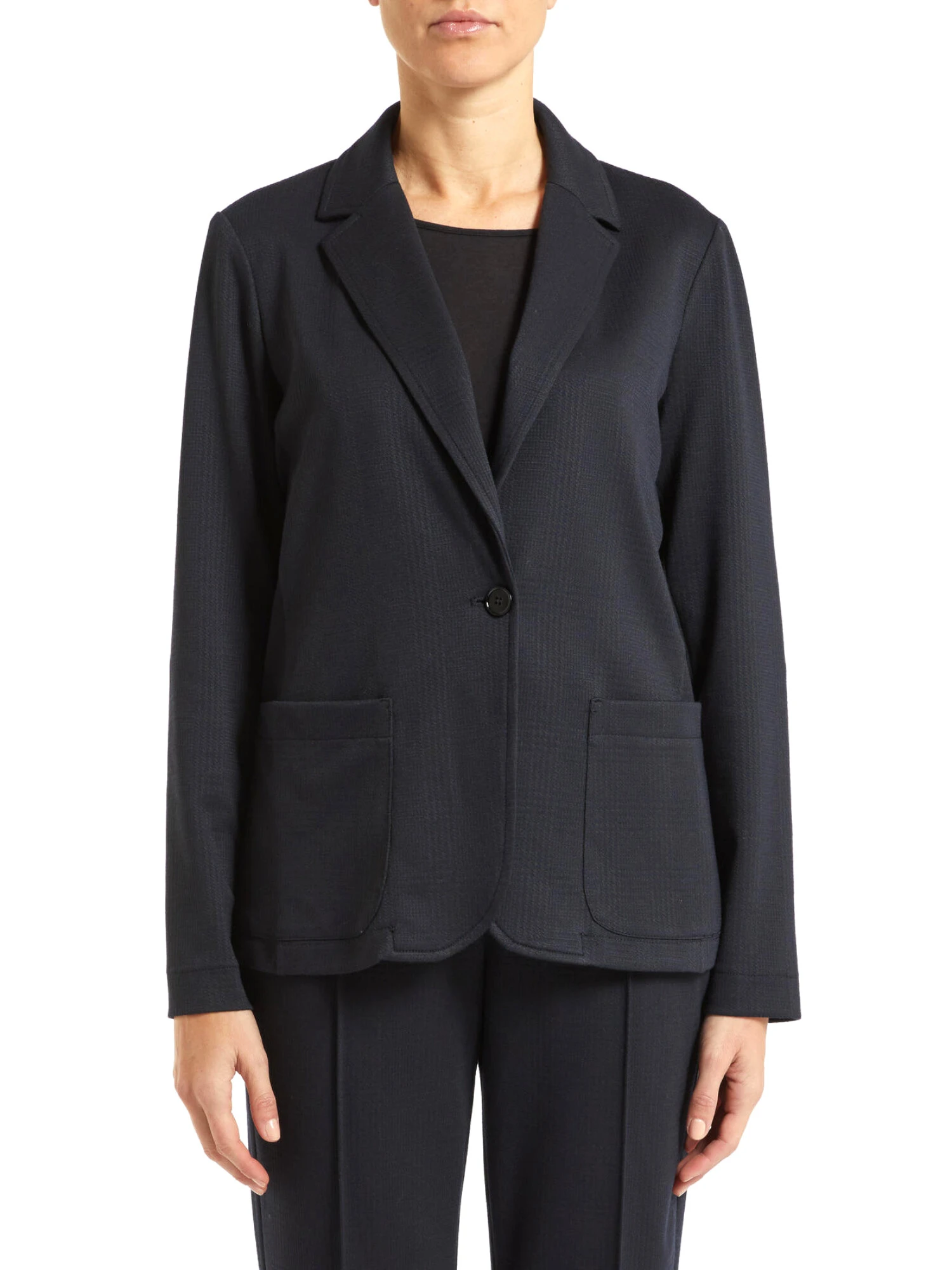 GIACCA BLAZER IN MAGLIA JACQUARD MISTO VISCOSA DONNA BLU