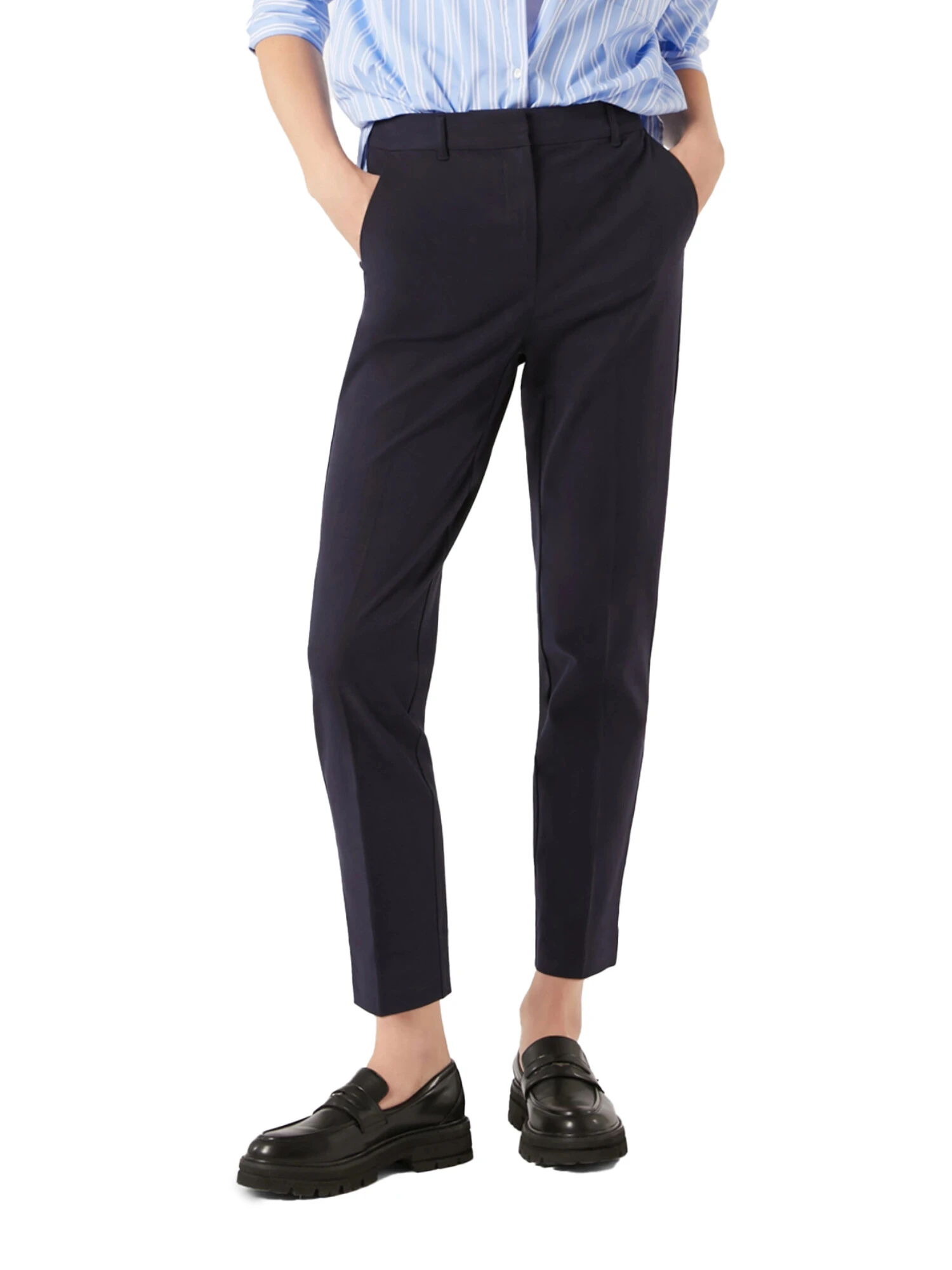 PANTALONI A SIGARETTA MISTO COTONE DONNA BLU