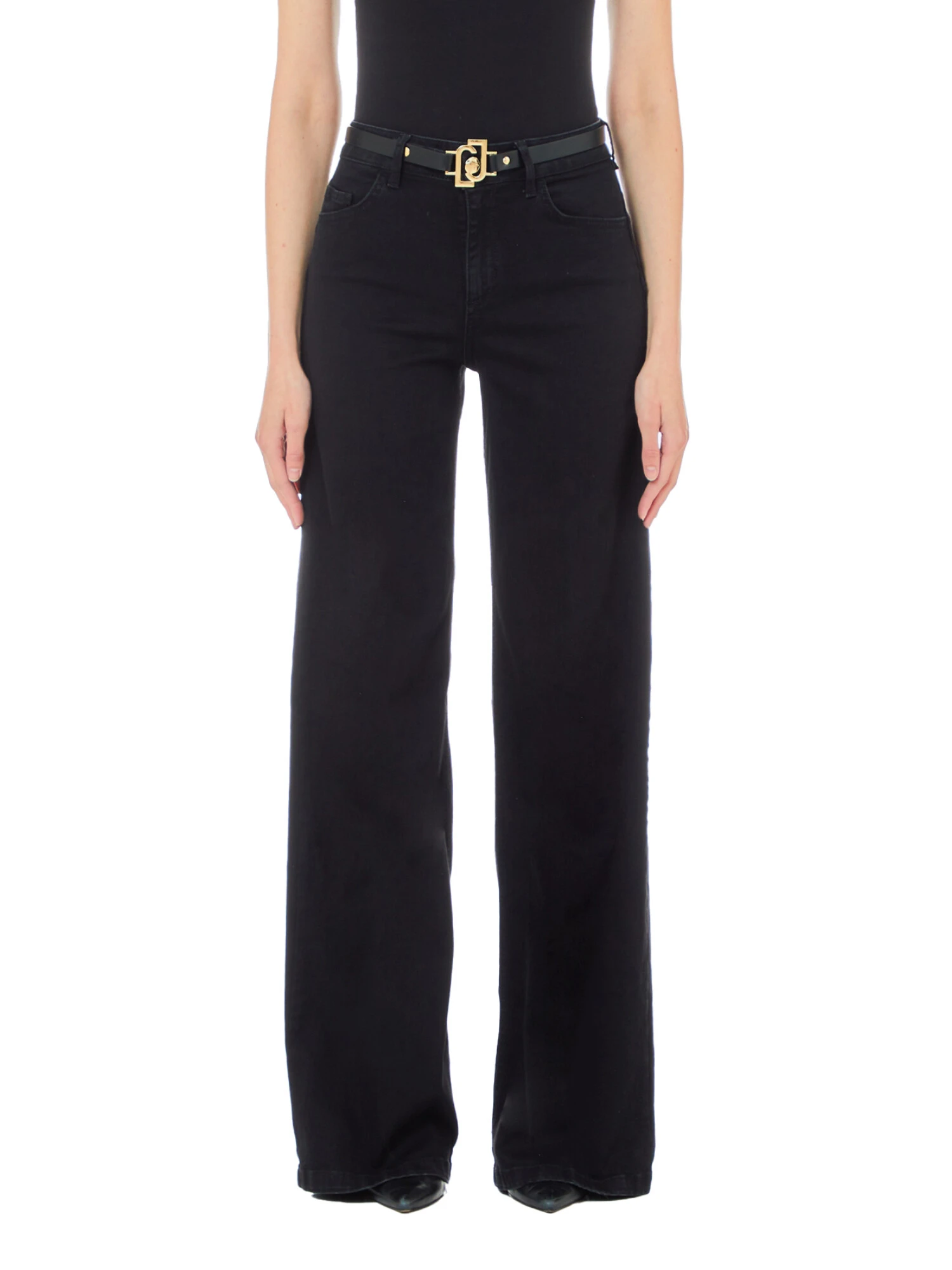 JEANS PALAZZO PIEGA STIRATA DONNA NERO