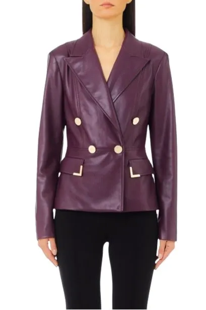 BLAZER CON INSERTI IN METALLO EFFETTO PELLE DONNA VIOLA