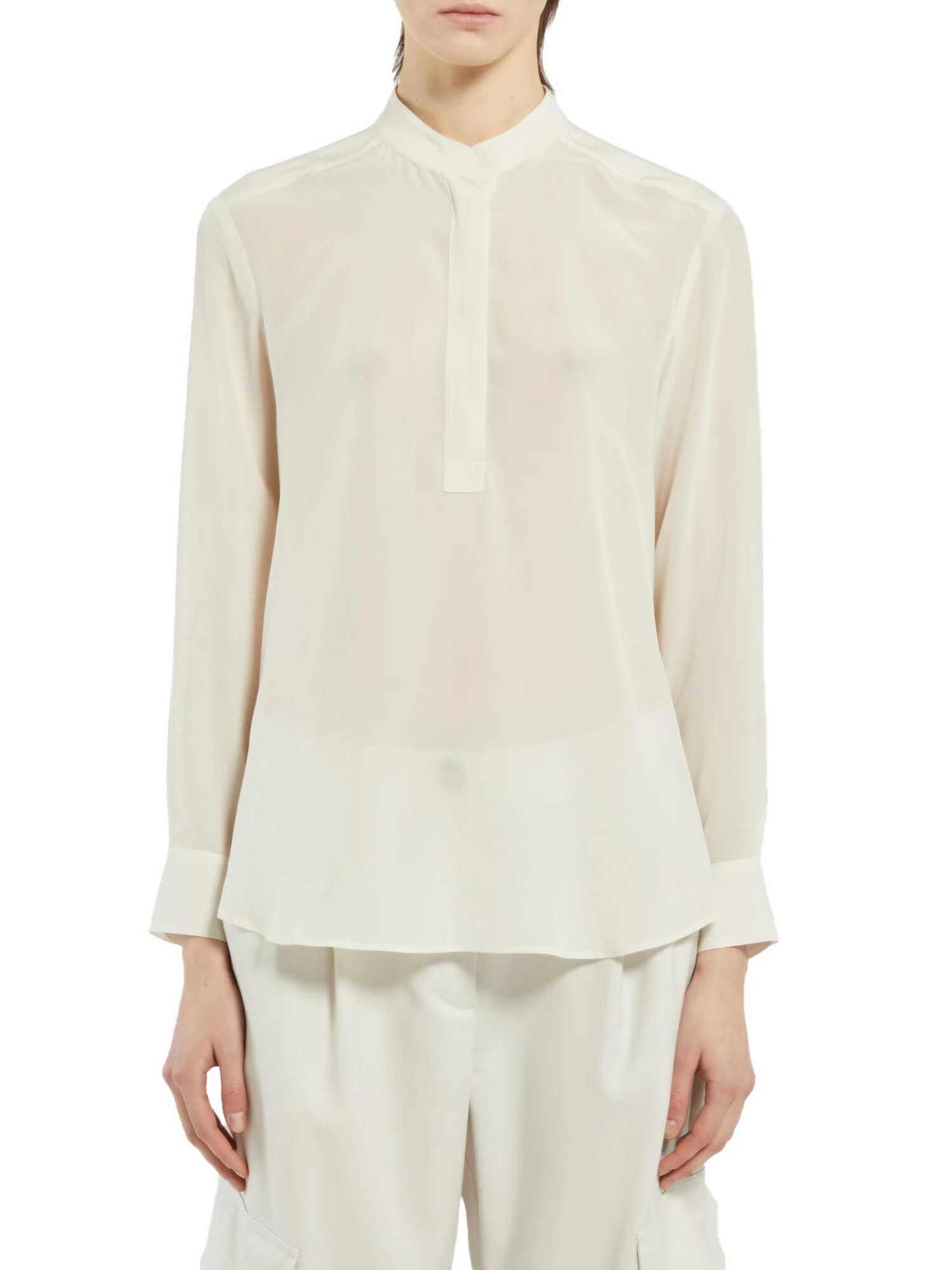 CAMICIA IN CREPE DE CHINE DI SETA DONNA BIANCO