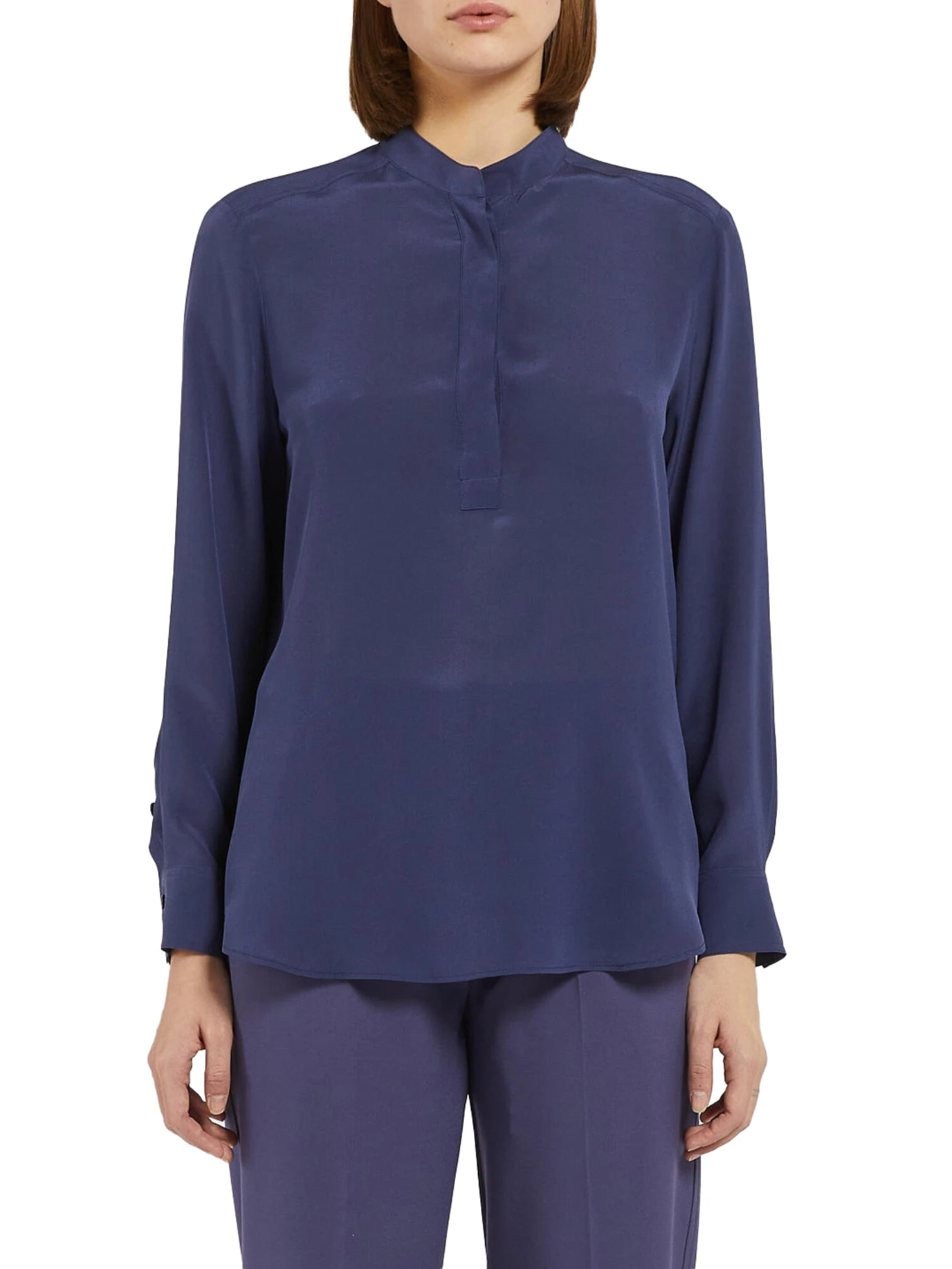 CAMICIA IN CREPE DE CHINE DI SETA DONNA BLU