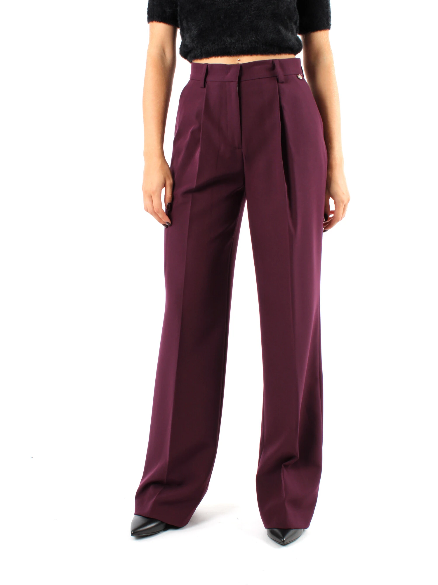 PANTALONI PALAZZO CON PIEGA STIRATA DONNA BORDEAUX