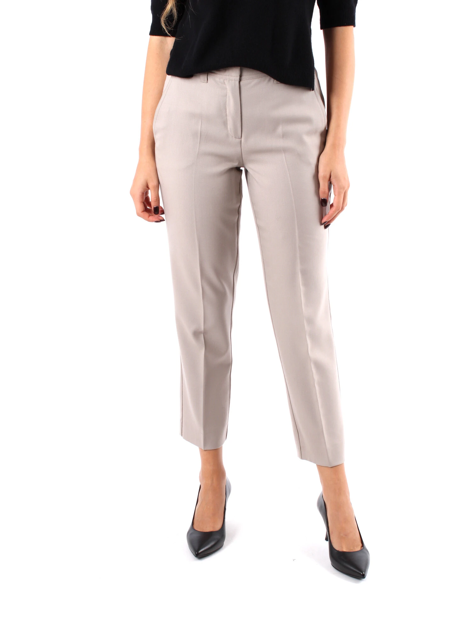 PANTALONI CROPPED IN NATTE' DI LANA VERGINE DONNA GRIGIO