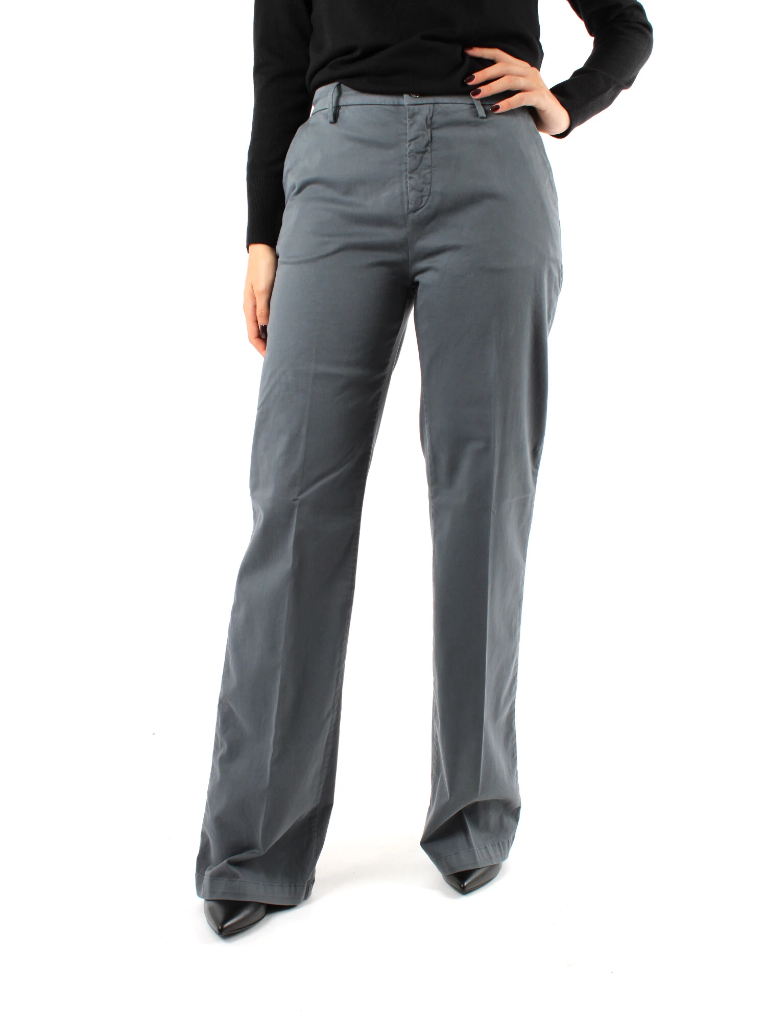 PANTALONI PALAZZO IN MISTO COTONE DONNA GRIGIO