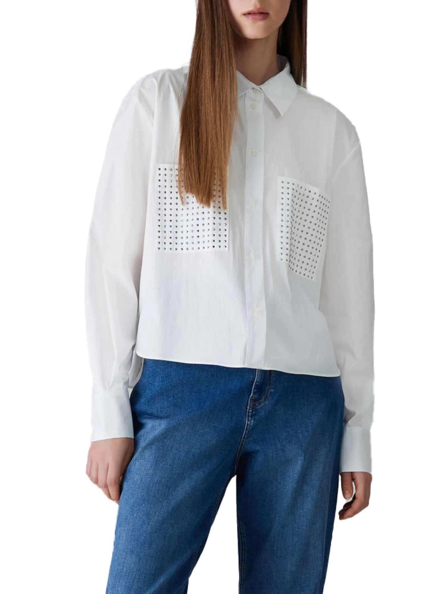 CAMICIA CON BORCHIE DONNA BIANCO