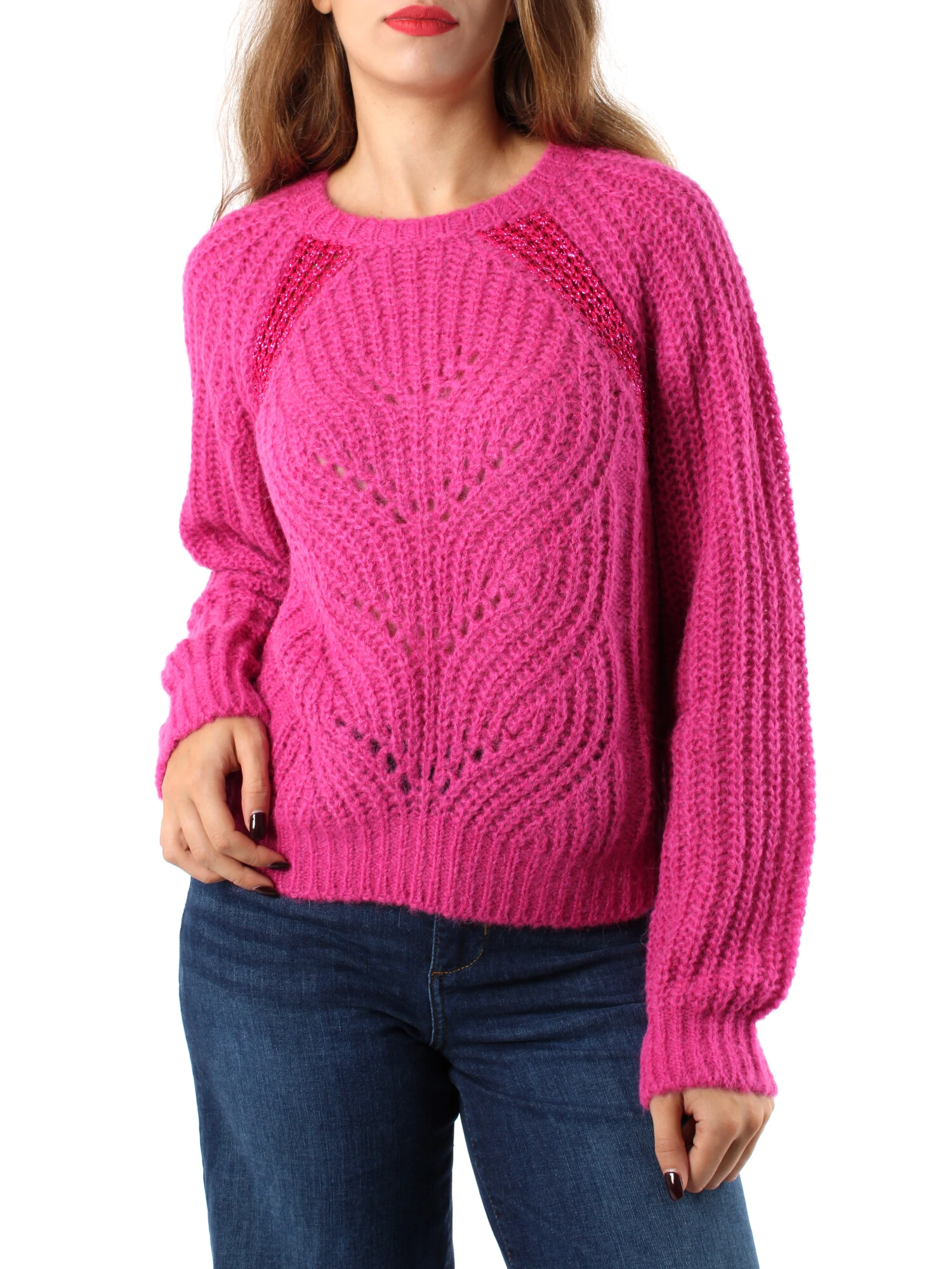 MAGLIA GIROCOLLO MISTO ALPACA DONNA FUCSIA