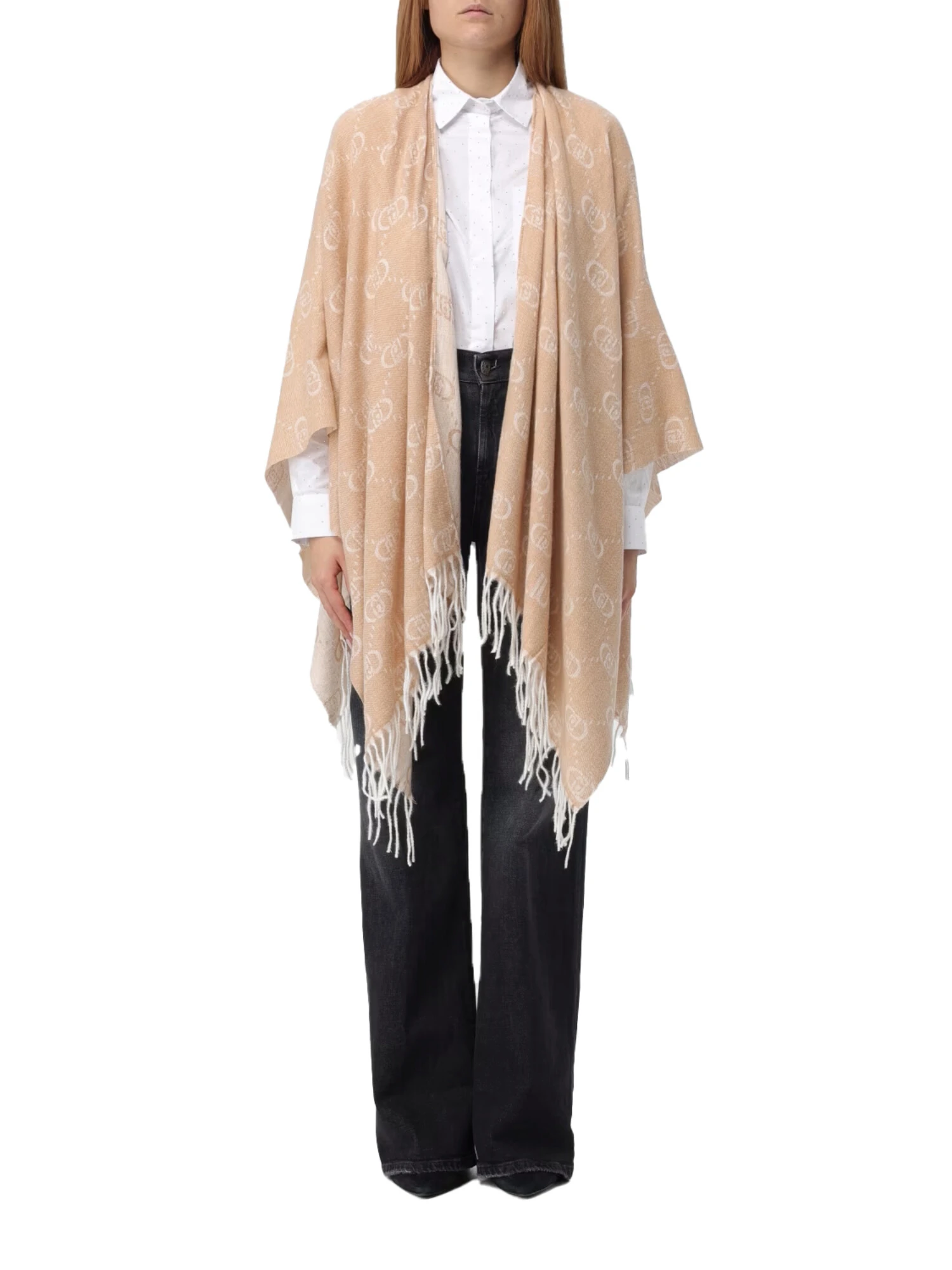 PONCHO MONOGRAM DONNA BEIGE