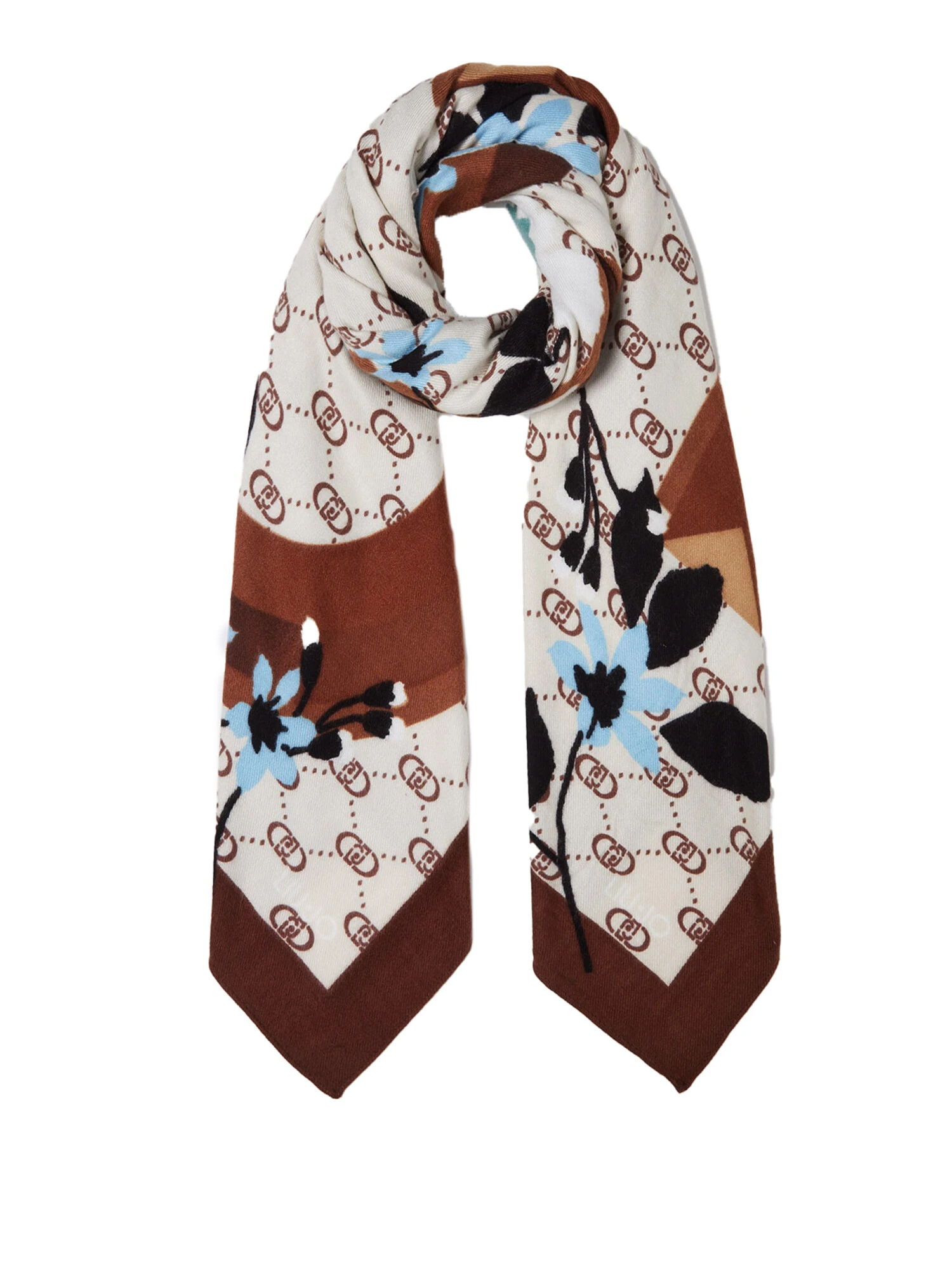 FOULARD CON LOGO A FANTASIA DONNA BEIGE