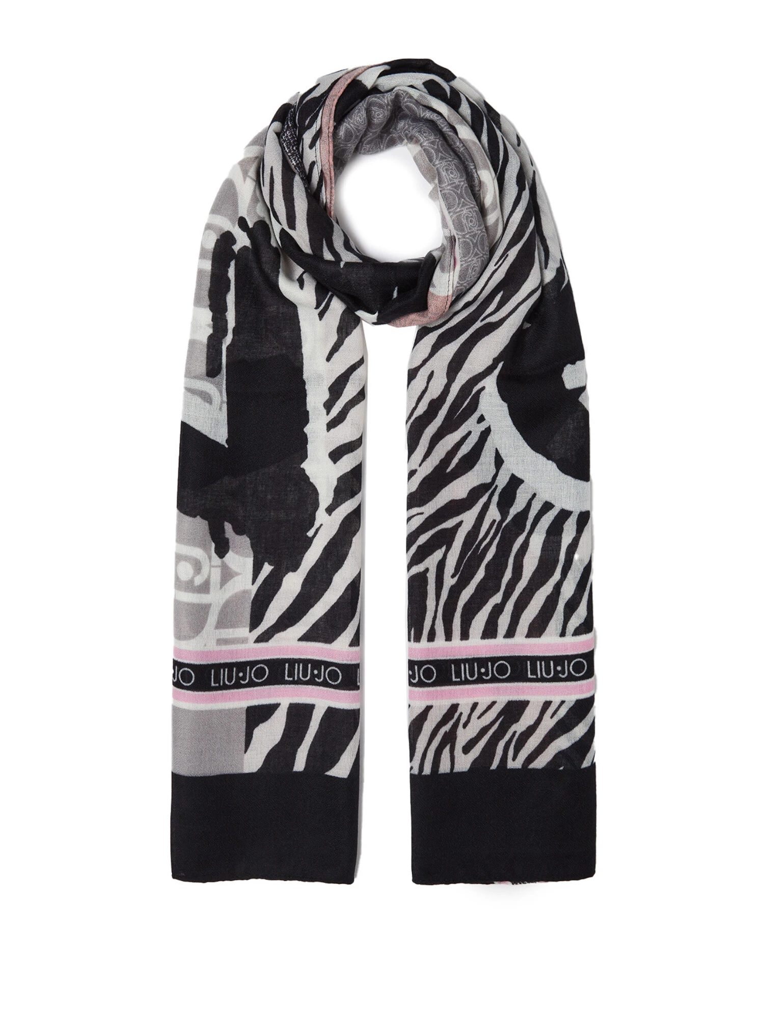 STOLA ANIMALIER CON LOGO DONNA NERO