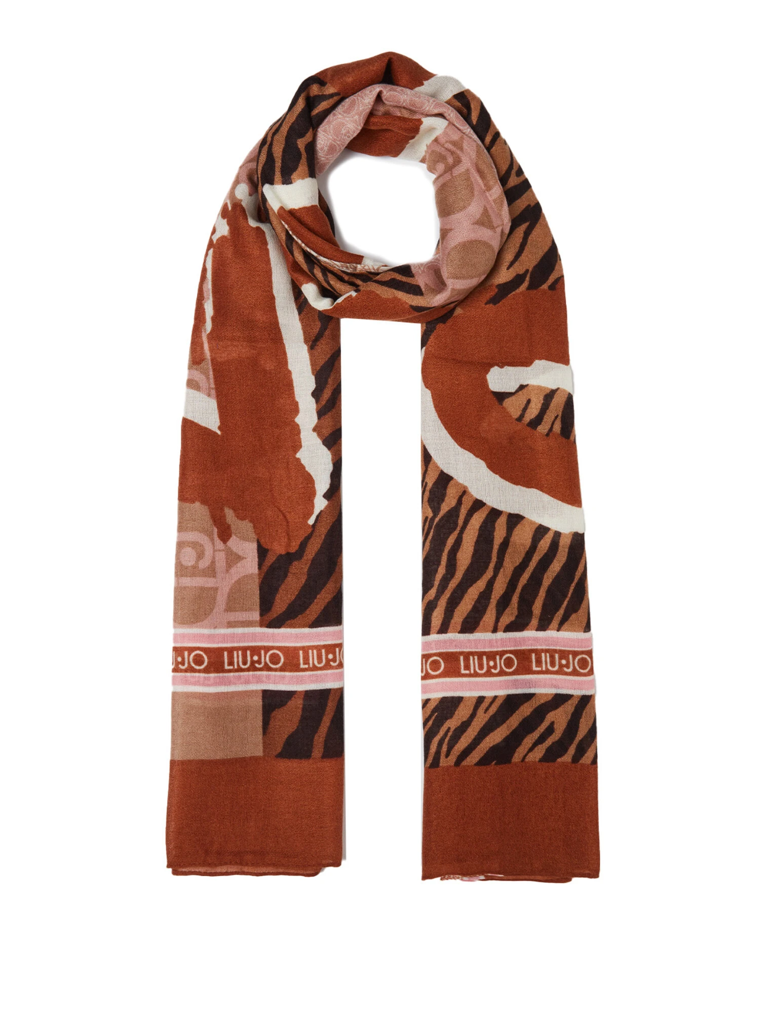 STOLA ANIMALIER CON LOGO DONNA MARRONE