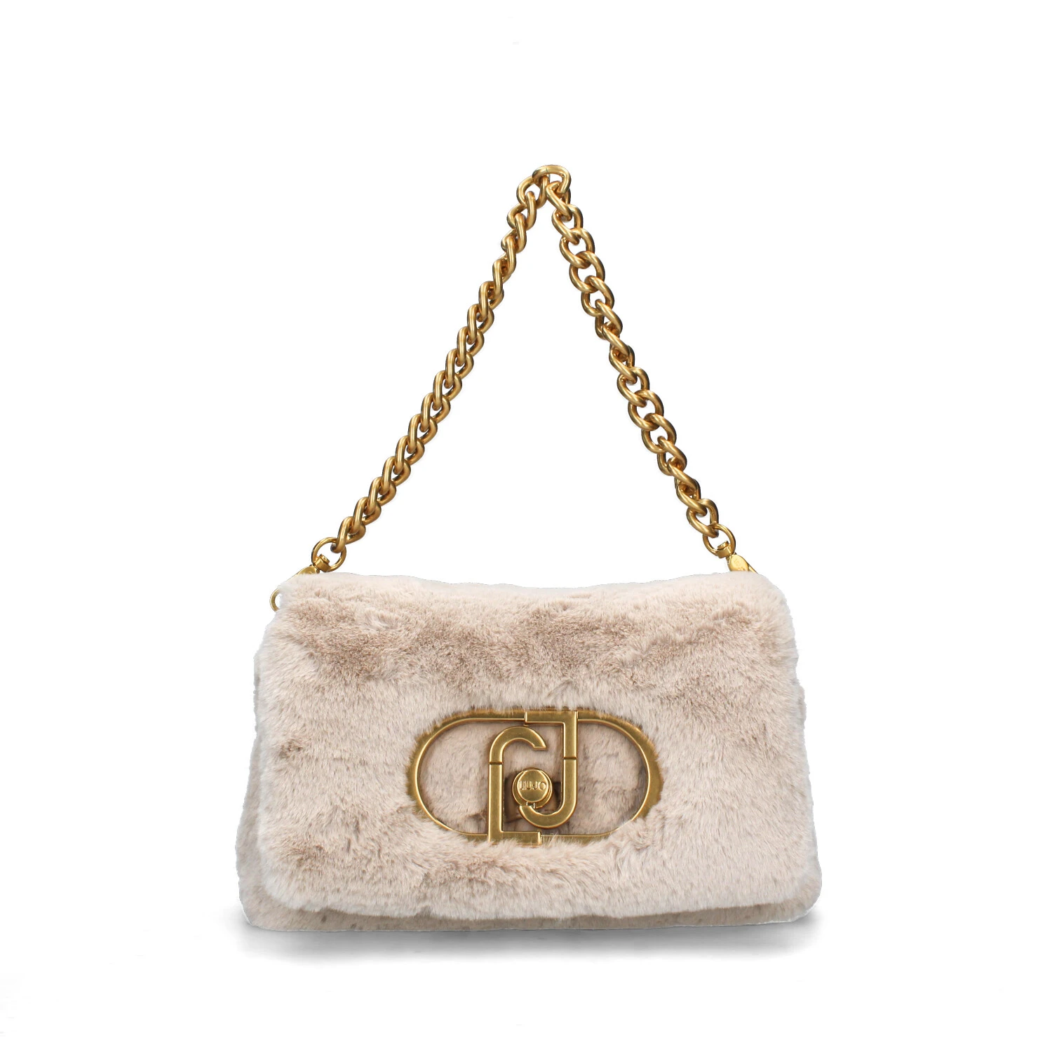 BORSA A SPALLA LAPUFFY IN PELLICCIA SINTETICA DONNA BEIGE