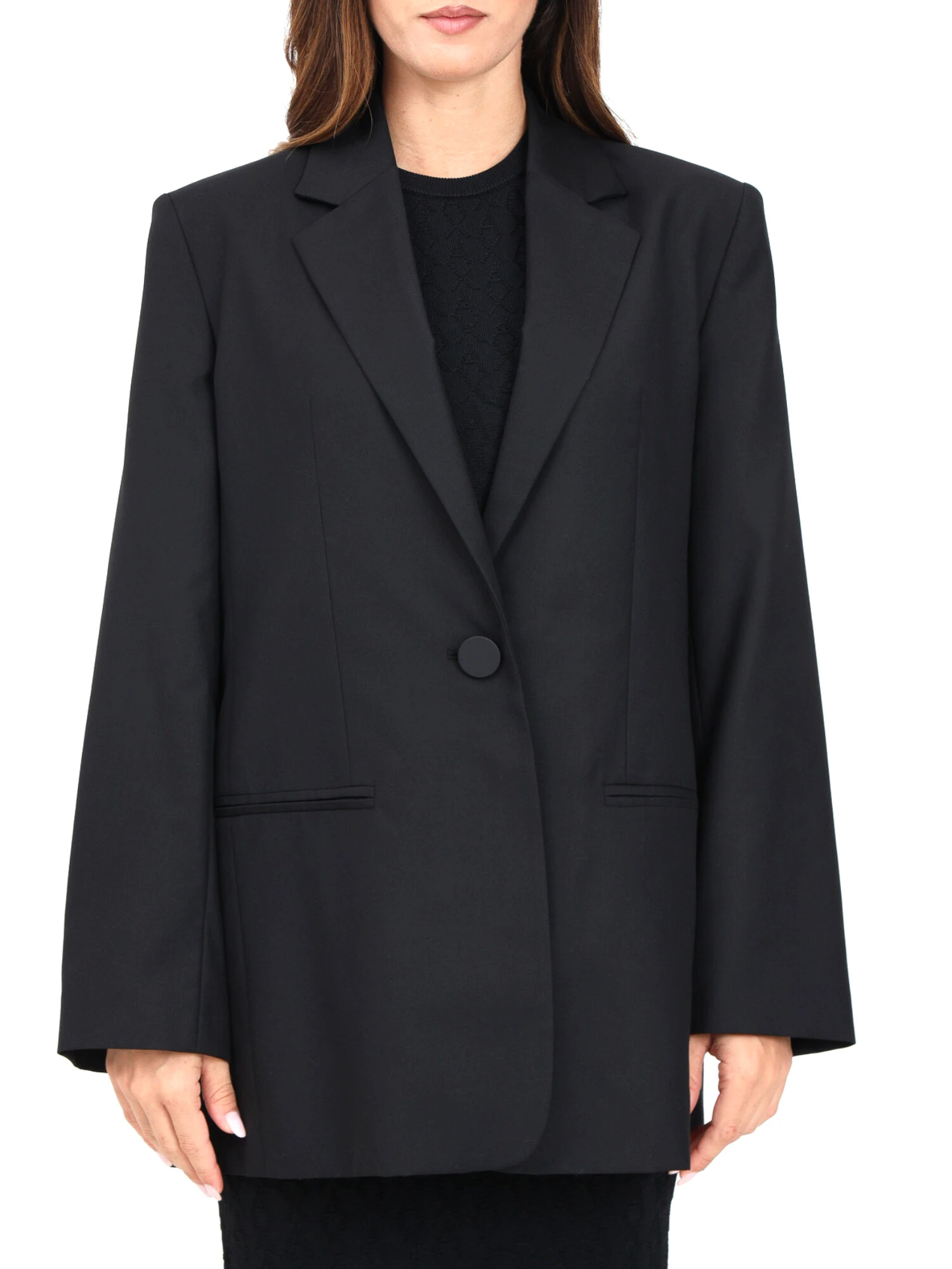 GIACCA BLAZER SPALLINE RIGIDE DONNA NERO