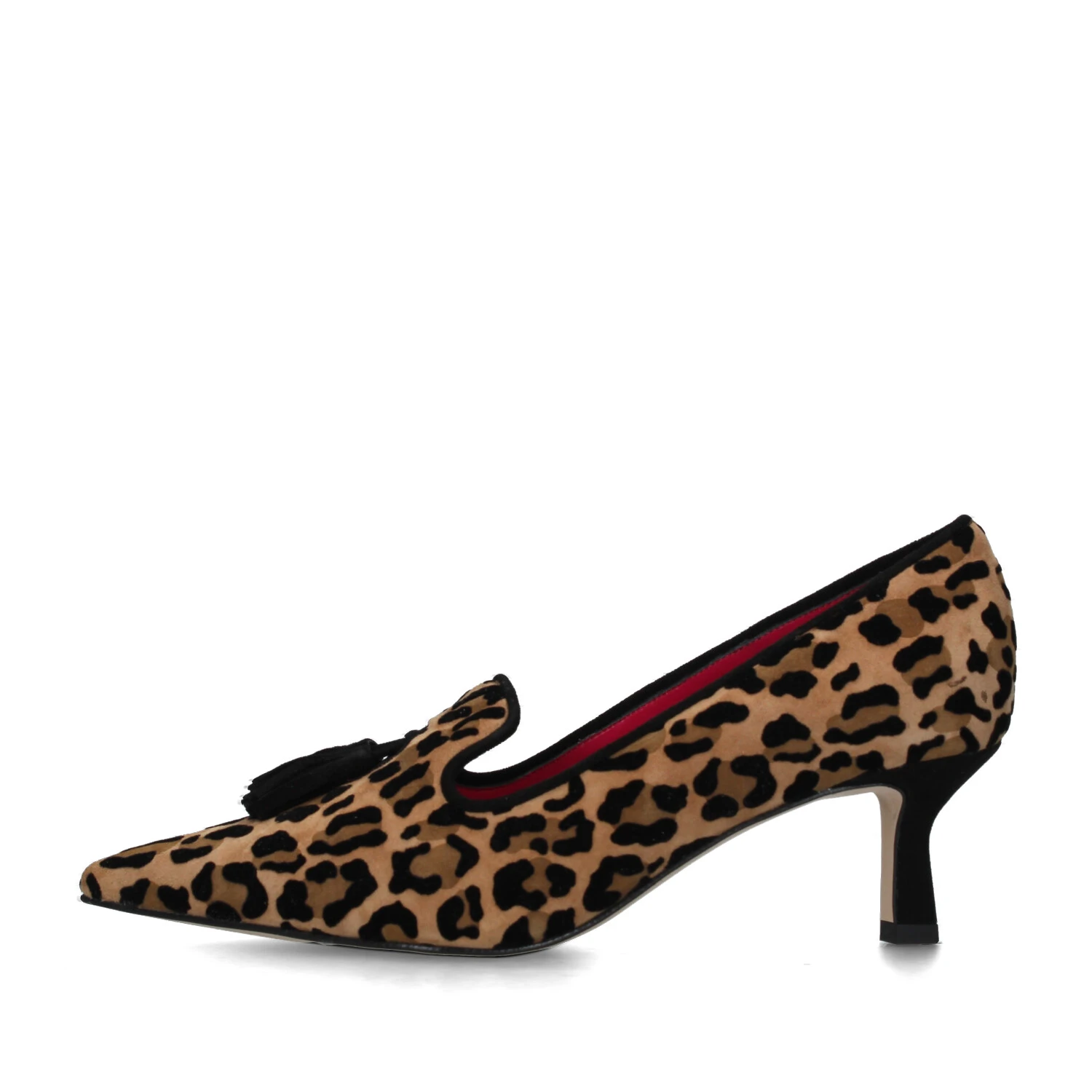 MOCASSINI CON TACCO LEOPARDATI CAMOSCIO DONNA MARRONE