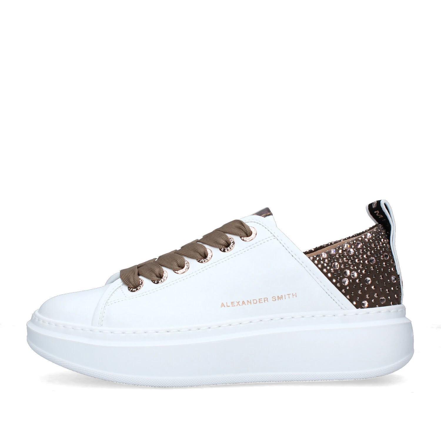 SNEAKERS PLATFORM WEMBLEY CON STRASS DONNA BIANCO BRONZO