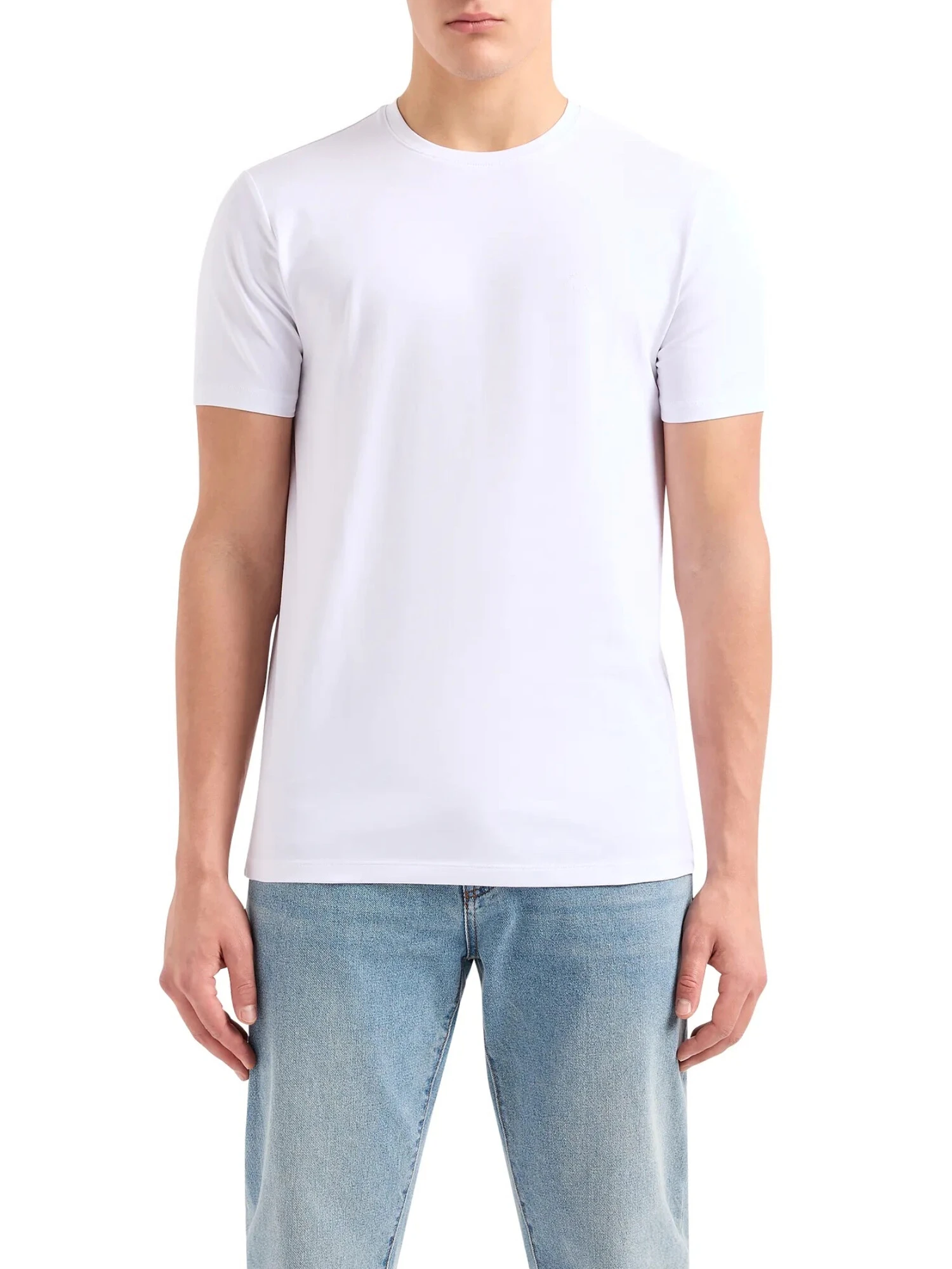 T-SHIRT MANICA CORTA CON LOGO CIRCOLARE UOMO BIANCO