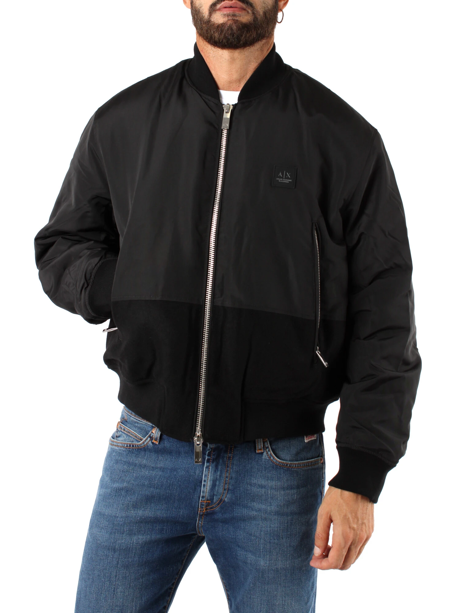 PIUMINO BOMBER CON LOGO UOMO NERO